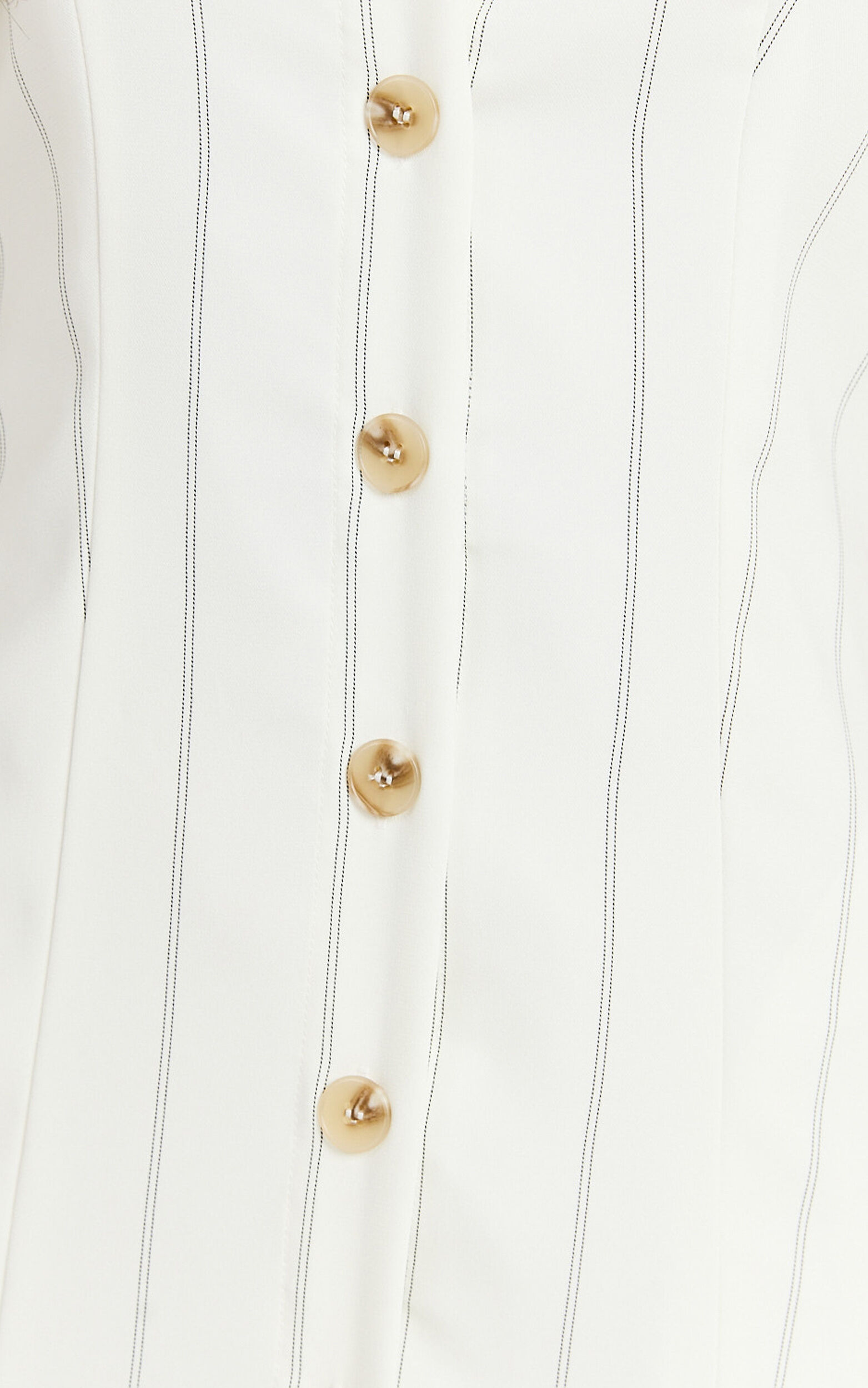 Neri Mini Dress - High Neck Button Through Stripe Dress in White Stripe