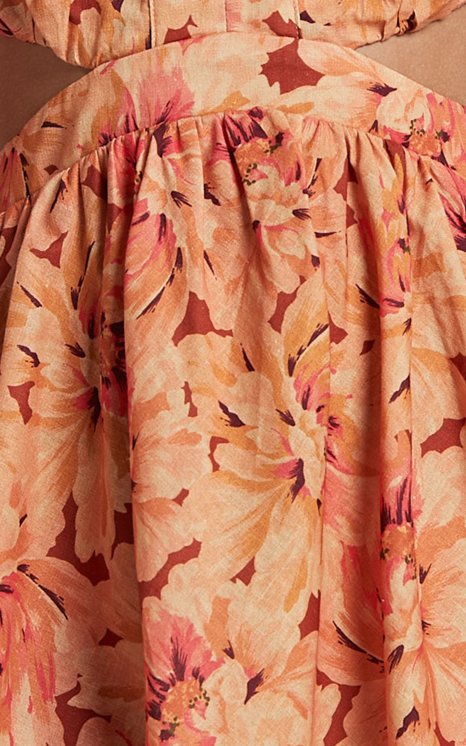 Amalie The Label - Mariana Linen Blend Balloon Sleeve Mini Dress in Valencia Print