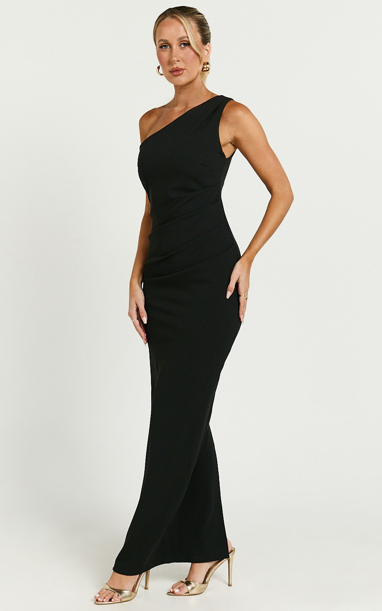 Criselda Maxi Dress - One Shoulder Maxi Dress in Black