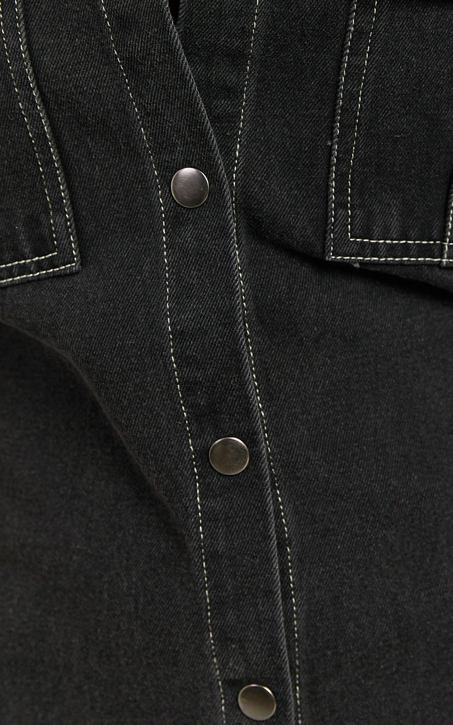 Leilani Mini Dress - Denim Short Sleeve Button Up Dress in Washed Black