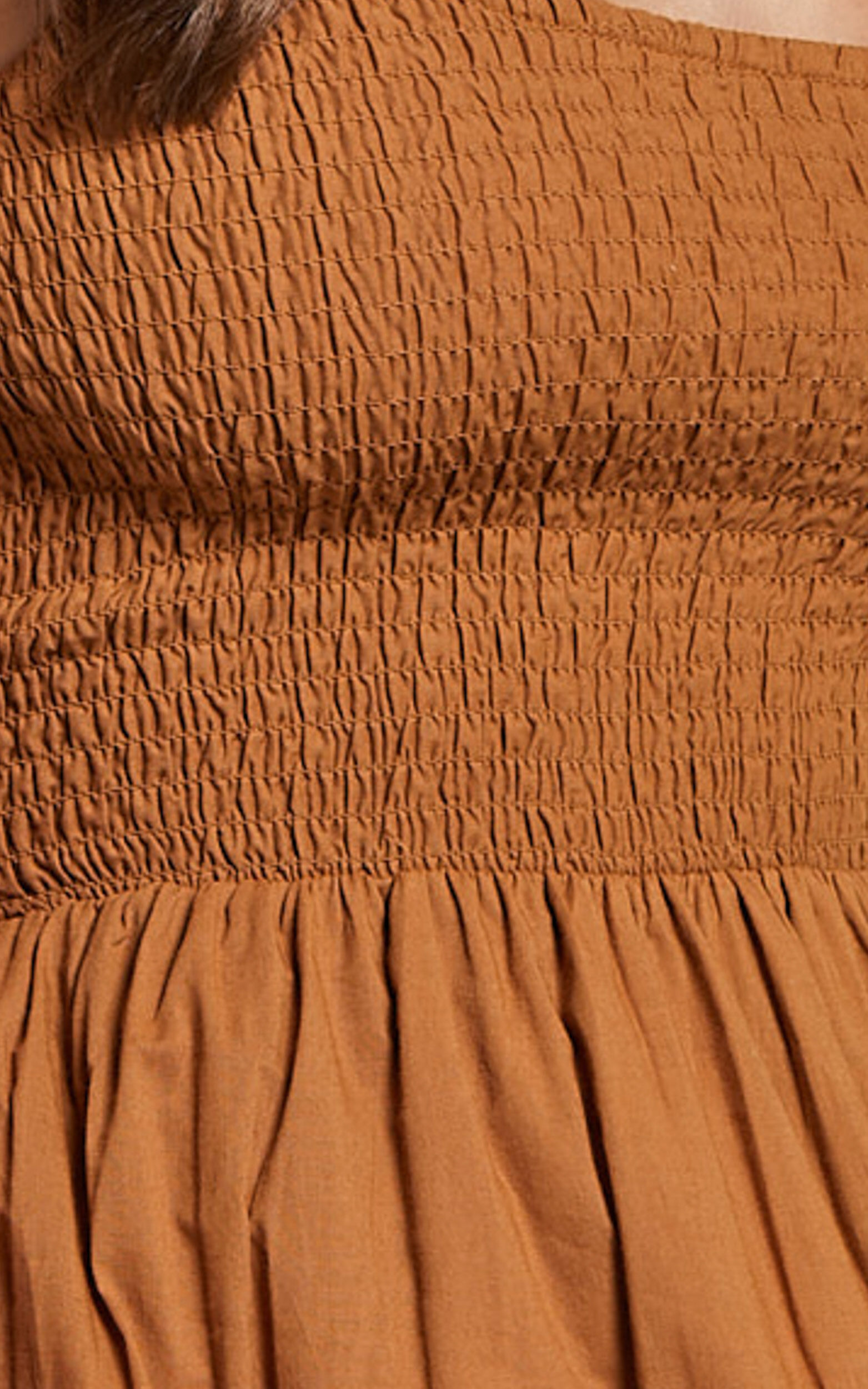 Angie Maxi Dress - Tie Strap Ruched Tiered Dress in Chocolate