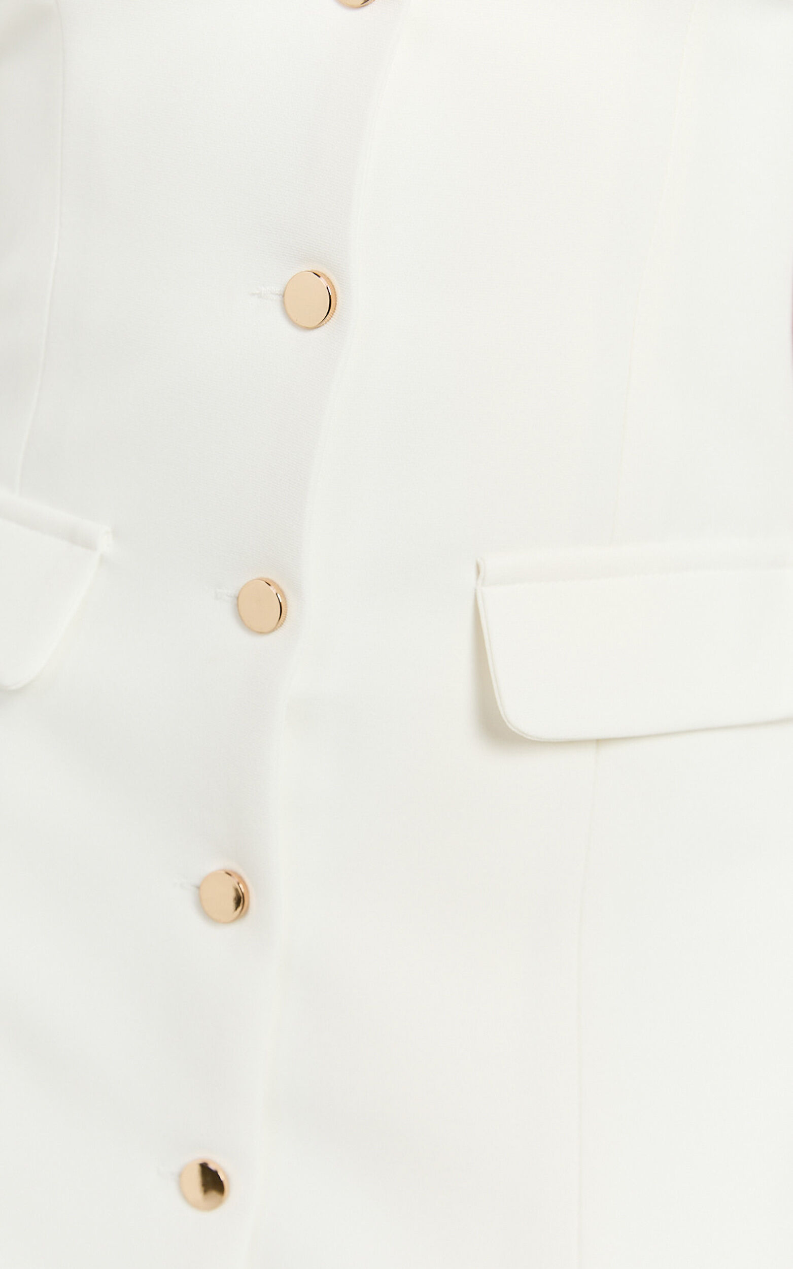 Kenna Mini Dress - Square Neck Button Down Mini Dress in Ivory