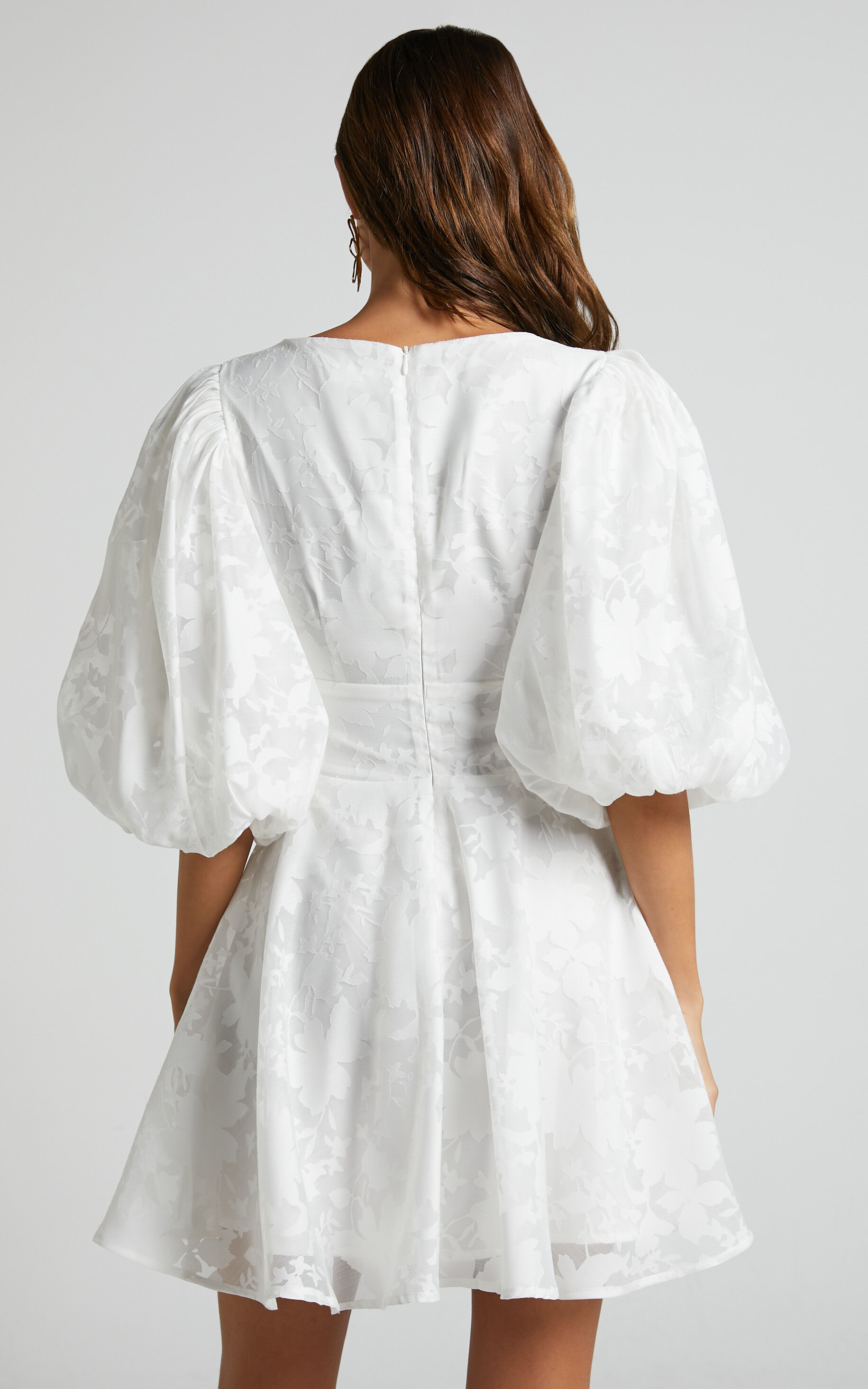 Jammae Mini Dress - Puff Sleeve Dress in White