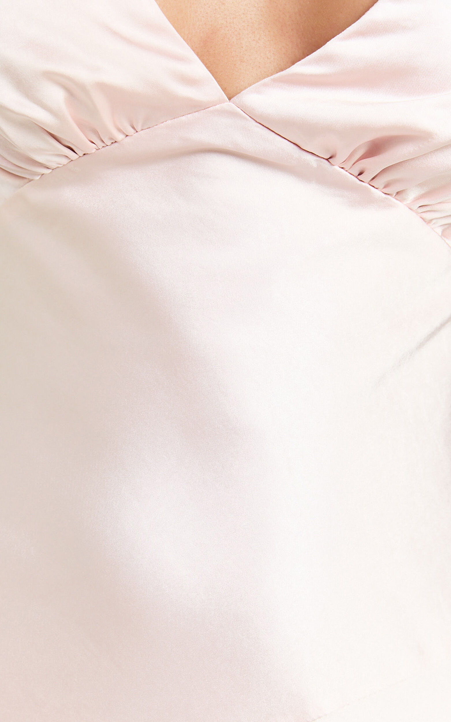 Brienne Midi Dress - Plunge Cowl Back Satin Dress in Soft Pink