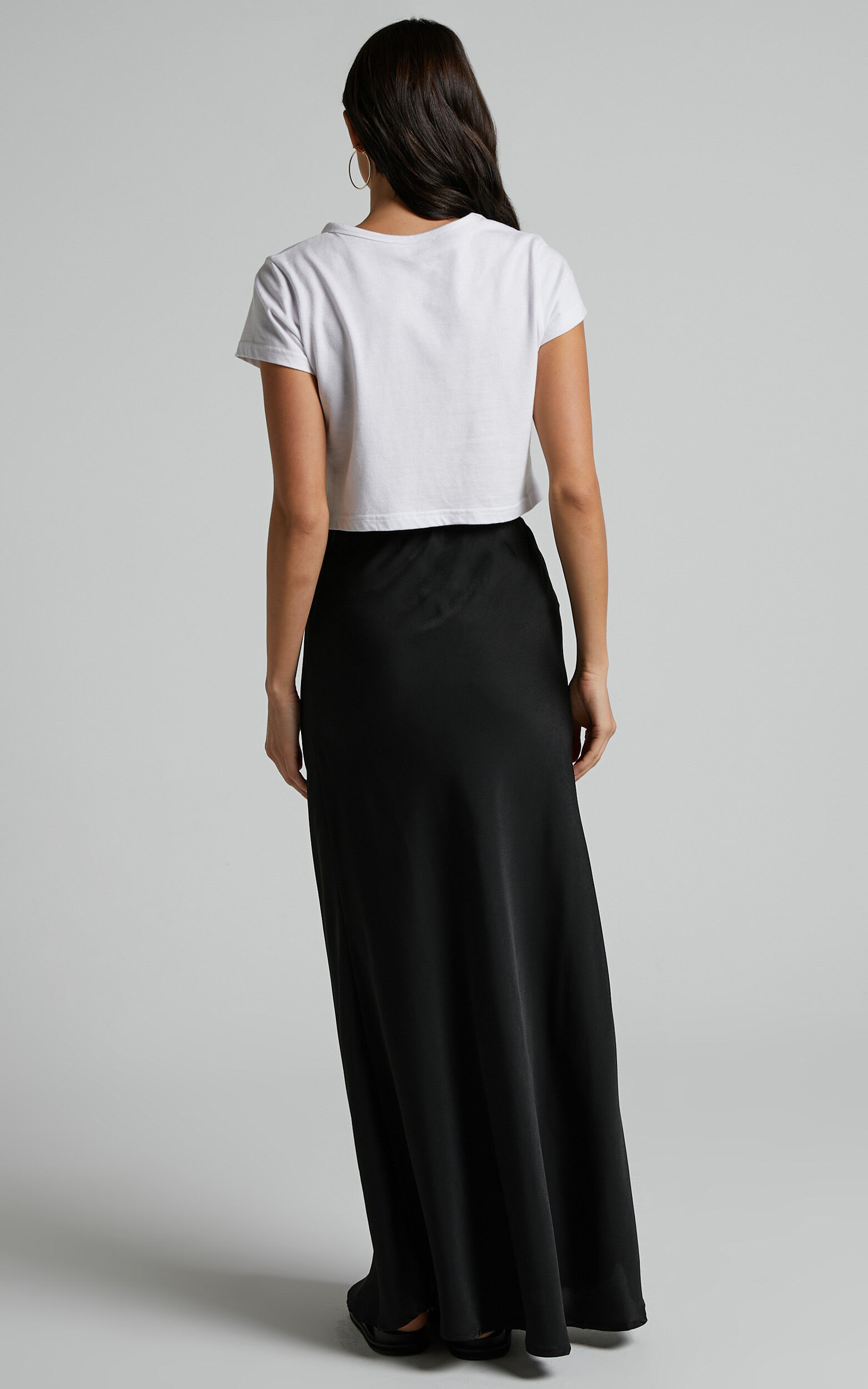 Amari Maxi Skirt - High Waisted Bias Cut Skirt in Black