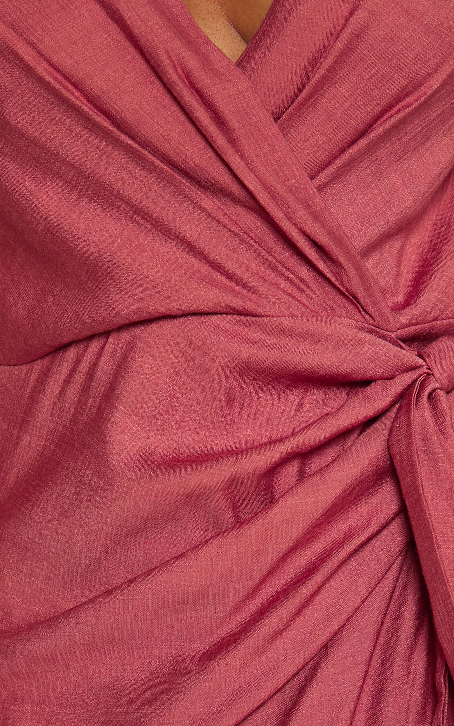 Taylor Midi Dress - Long Sleeve Wrap Dress in Clay