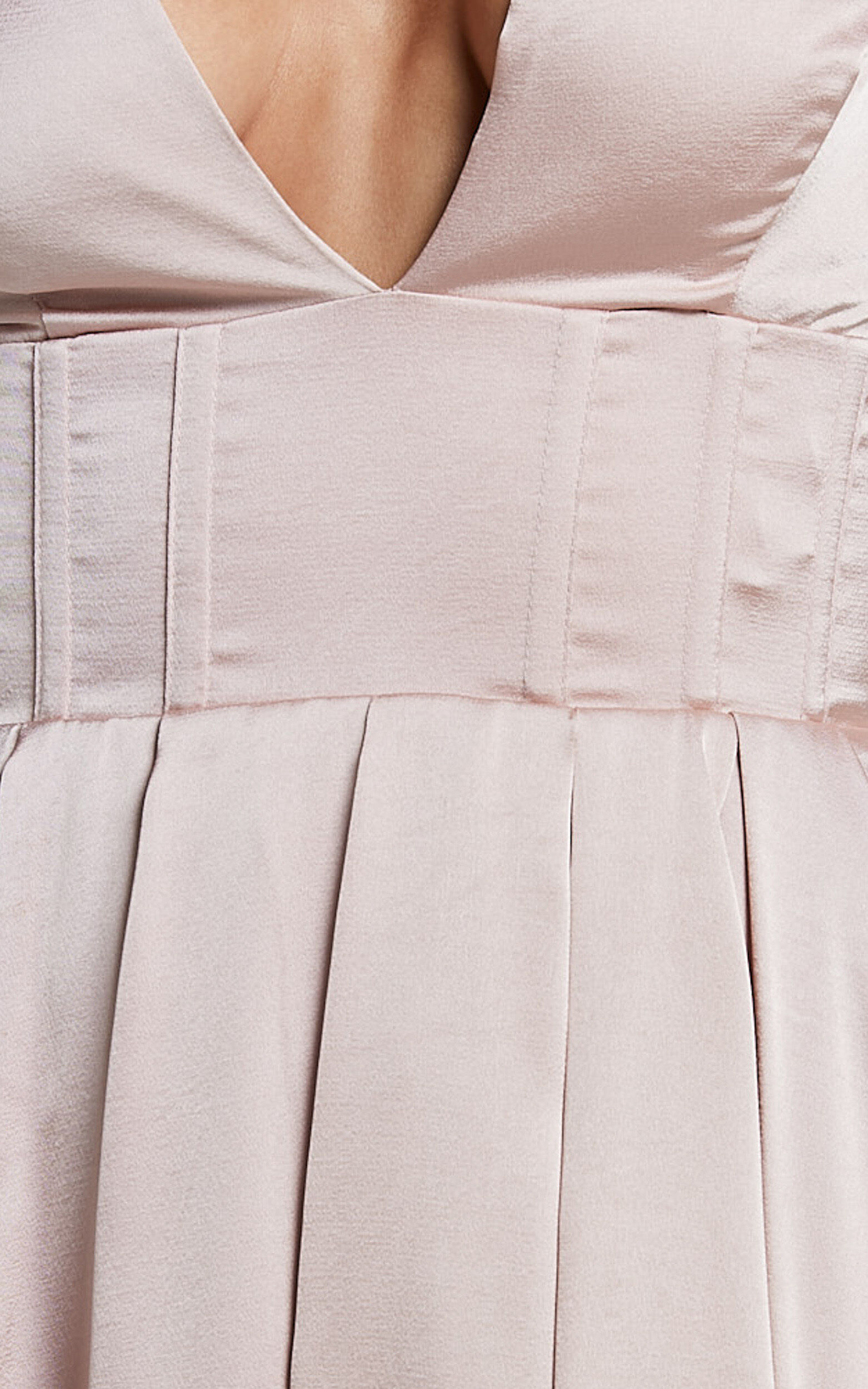 Bronte Mini Dress - Plunge Neck Fit and Flare in Blush