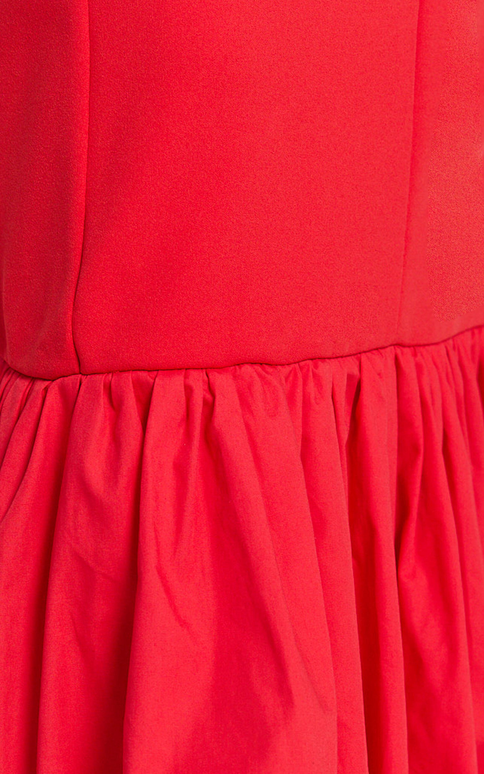 Yvonne Midi Dress - Straight Neck Fit and Flare Dress in Red