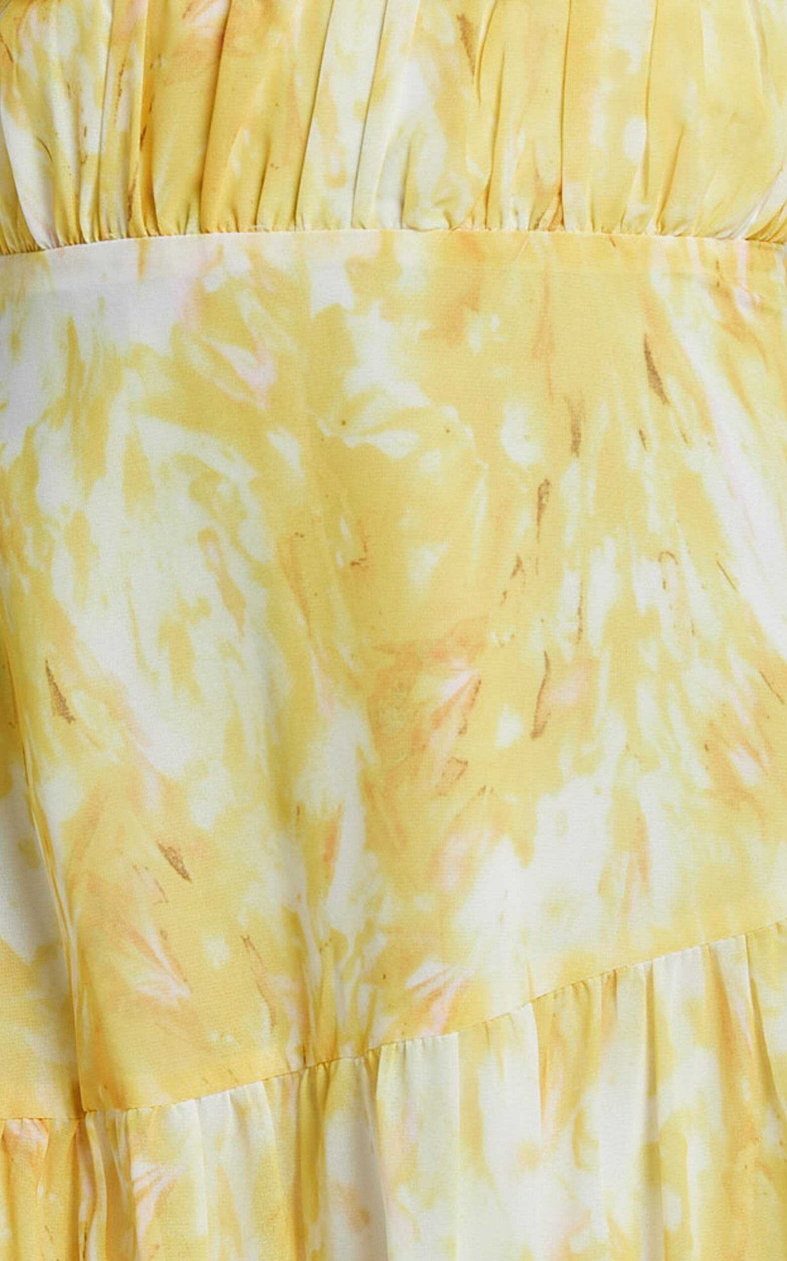 Cardelyn Midi Dress - Strapless Tiered Dress in Yellow Floral