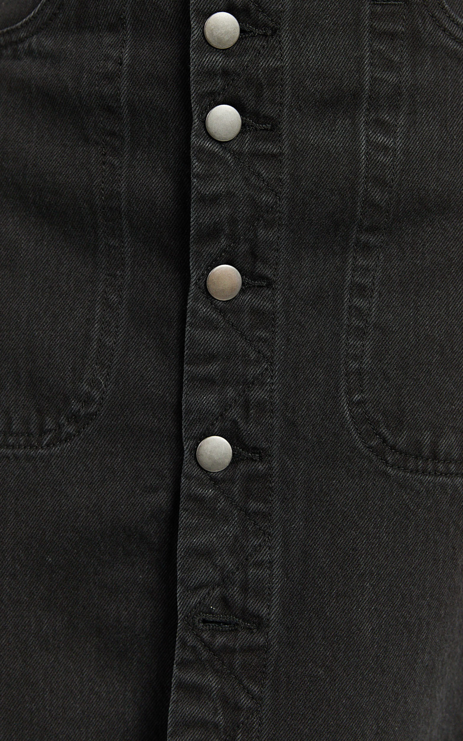 Alisa Midi Skirt - Button Through A Line Denim in Black Wash