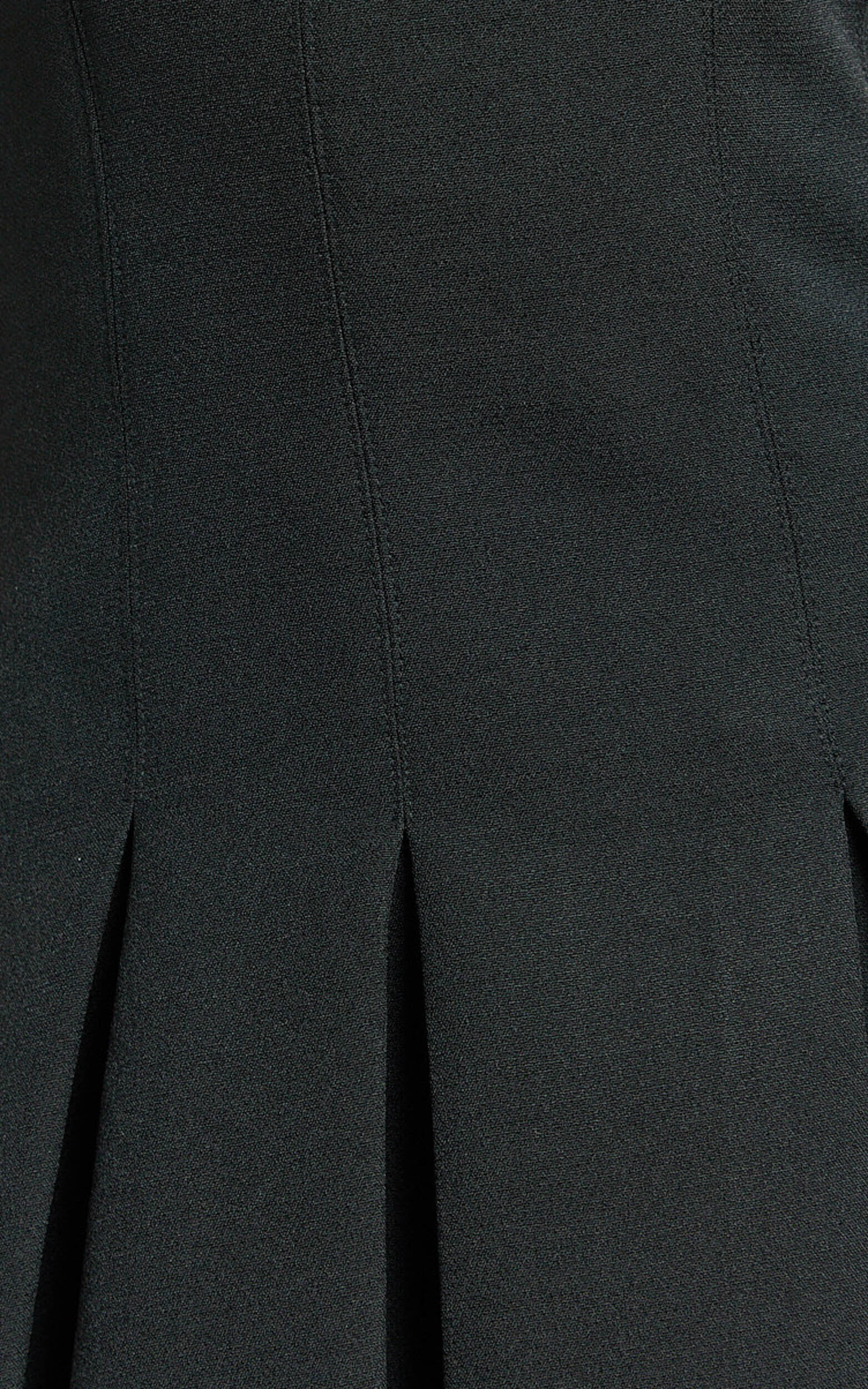 Samara Mini Dress - V Neck Fit And Flare Pleated Dress in Black