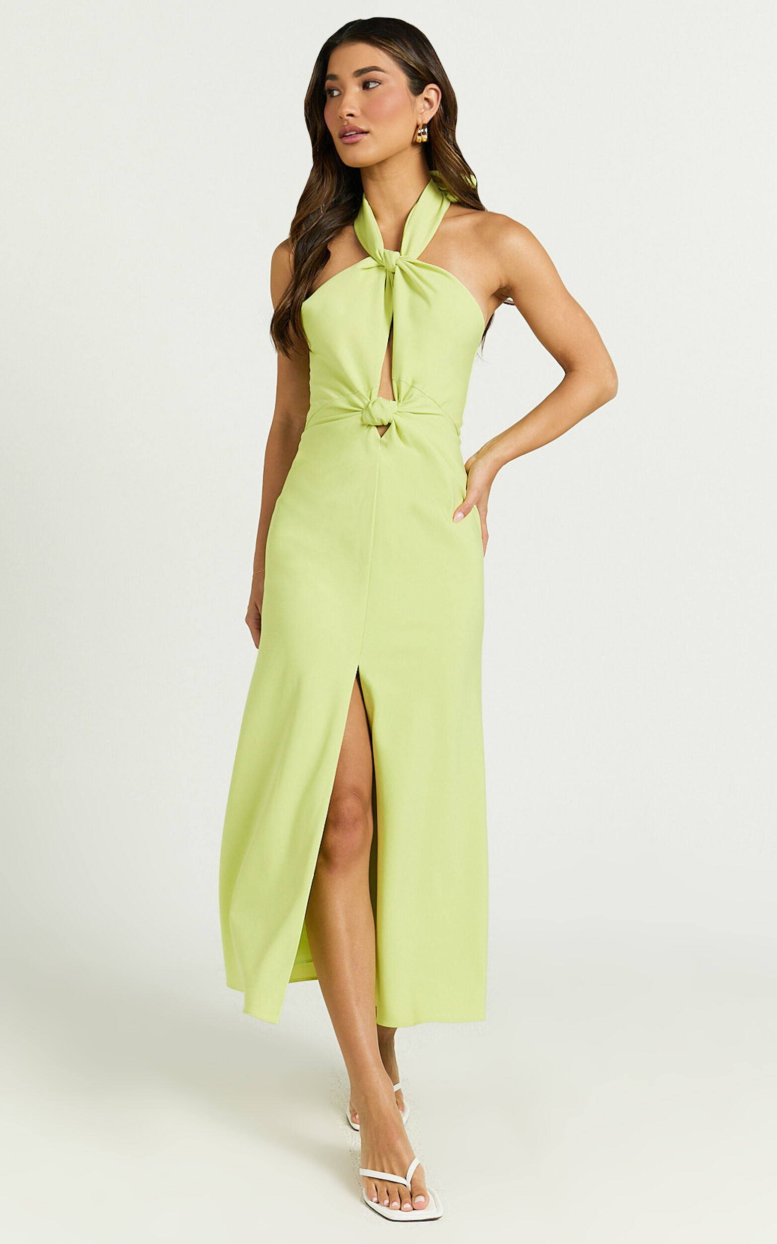 Amalie The Label - Levine Halter Front Cut Out Midi Dress in Citrus