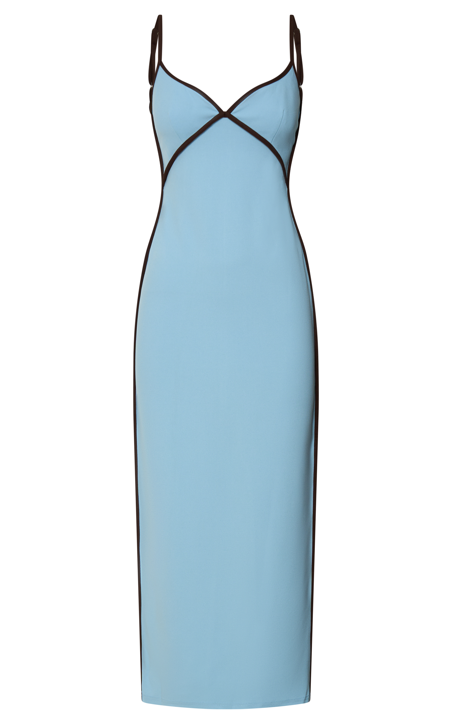 Ciara Midi Dress - V Neck Sleeveless Slip Dress in Blue