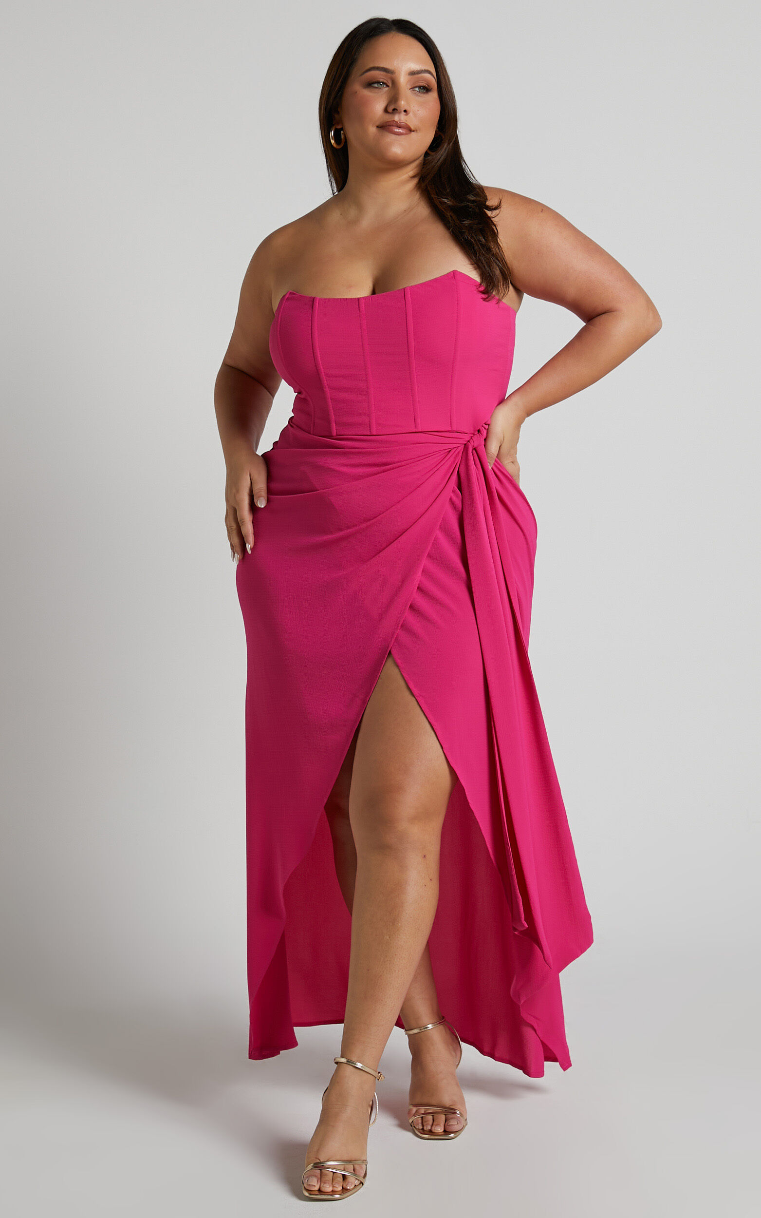 Abigail Maxi Dress - Bodice Tie Dress in Mulberry