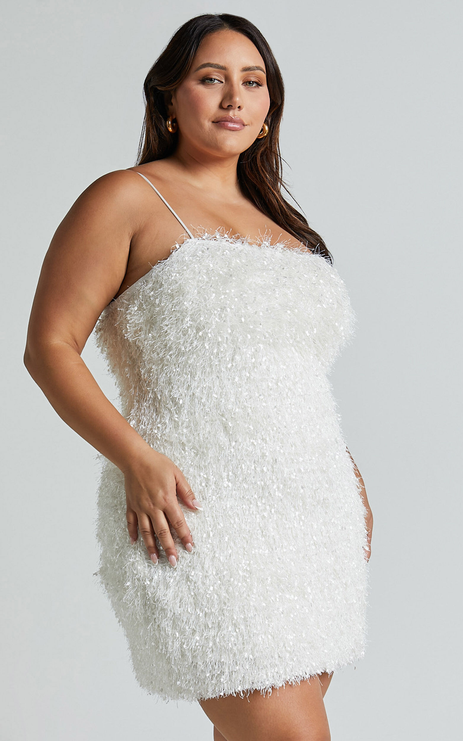 Reis Mini Dress - Textured Strapless Bodycon in White