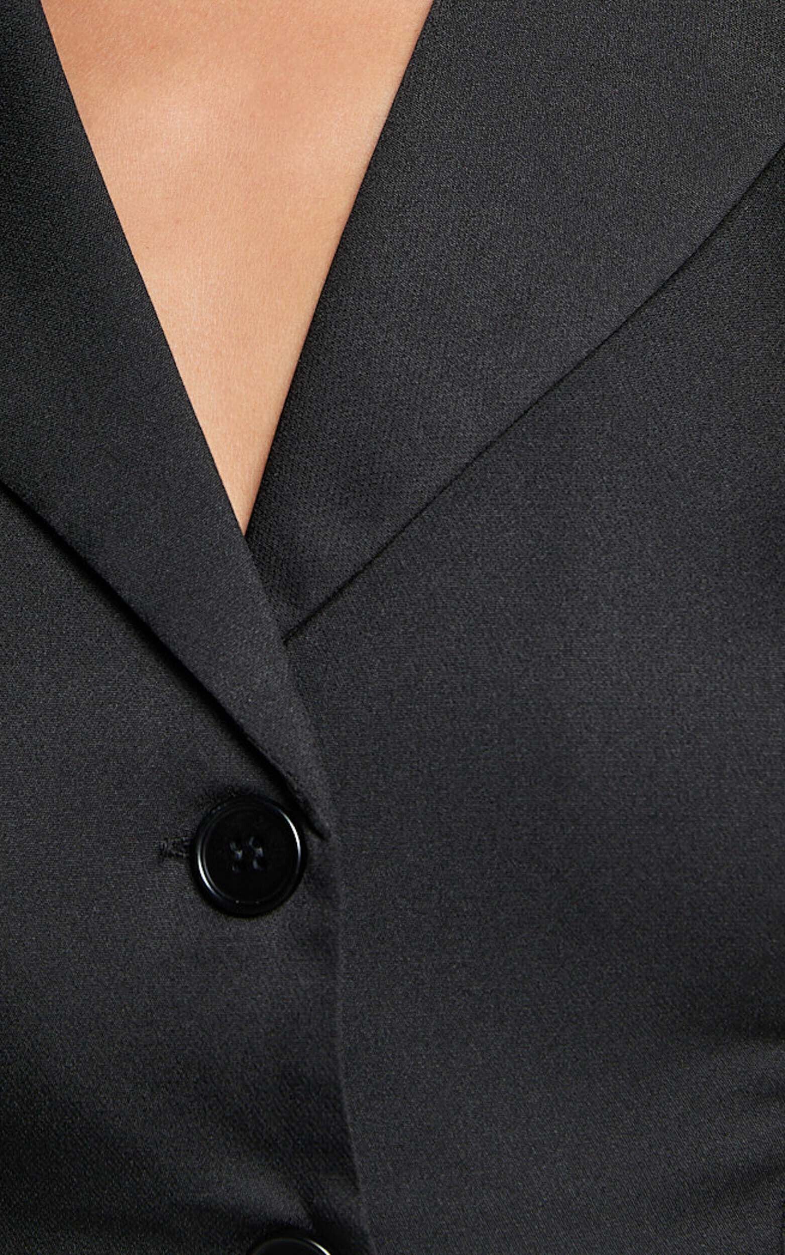 Tymia Mini Dress - Button Through Collar V Neck Dress in Black