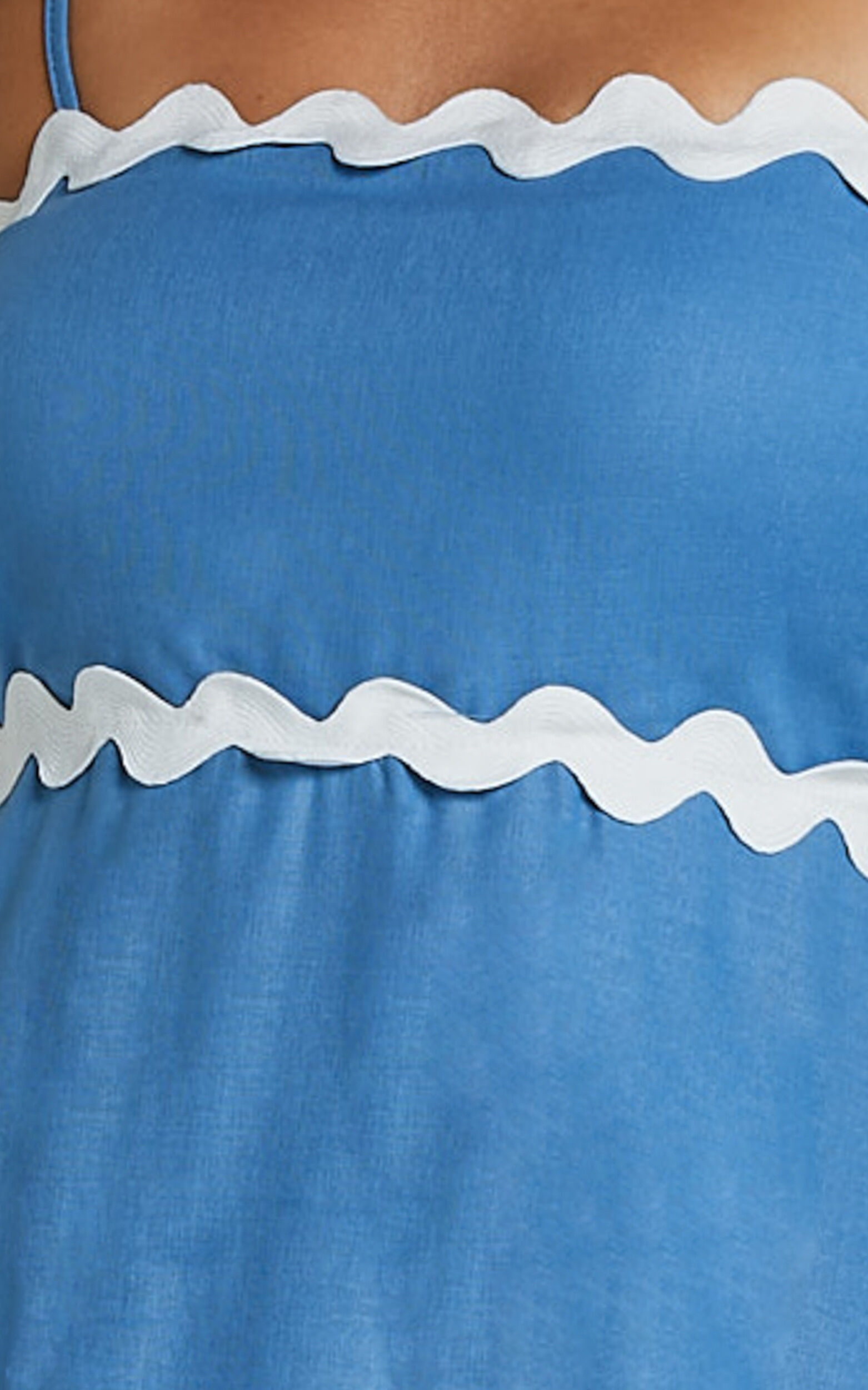 Moriseth Midi Dress - Linen Sleeveless Fit Flare Dress in Blue