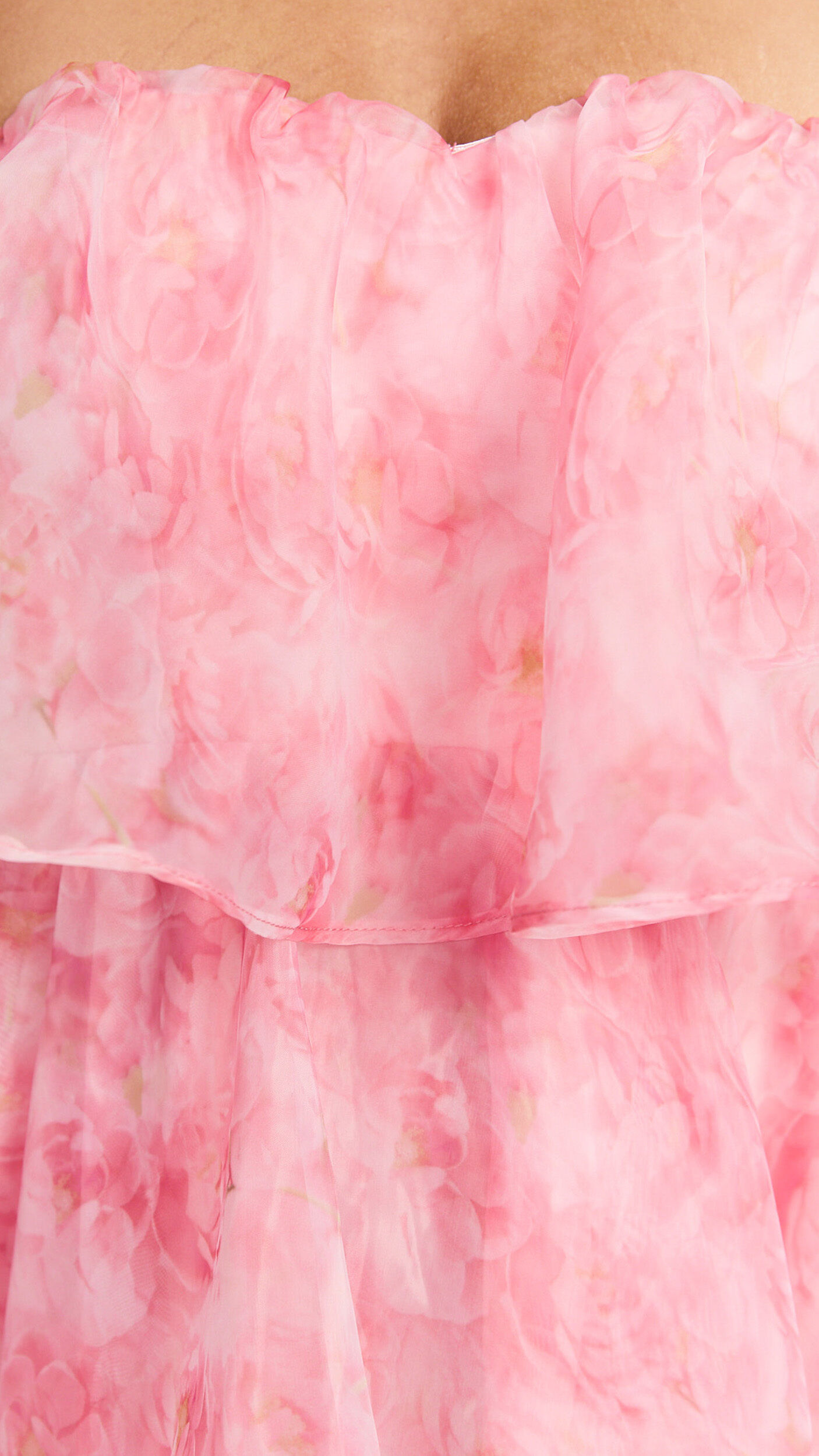 Caren Mini Dress - Sweetheart Strapless Layered Dress in Pink