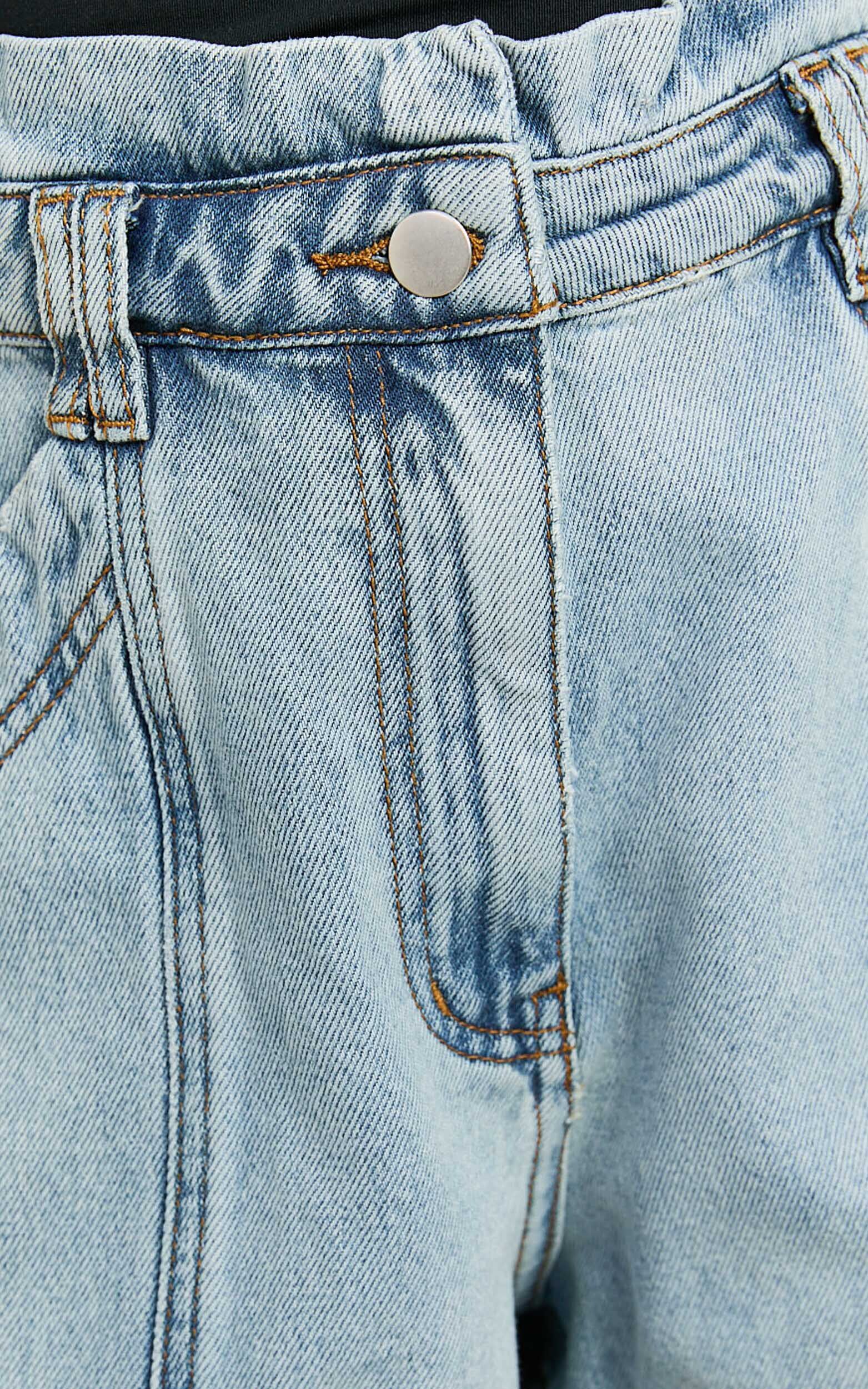 Kayla Shorts - High Waisted A Line Denim Shorts in Light Blue Wash