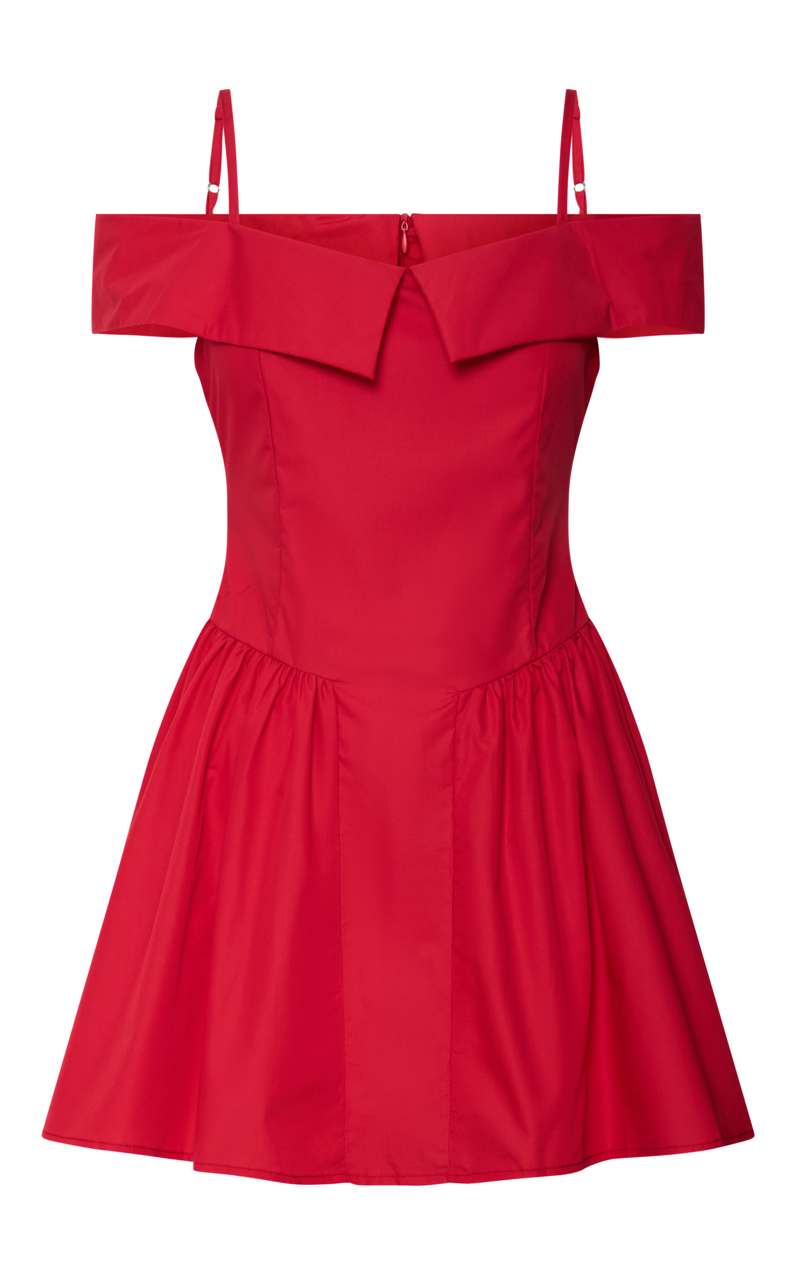 Bea Mini Dress - Off the Shoulder Fit and Flare Dress in Red