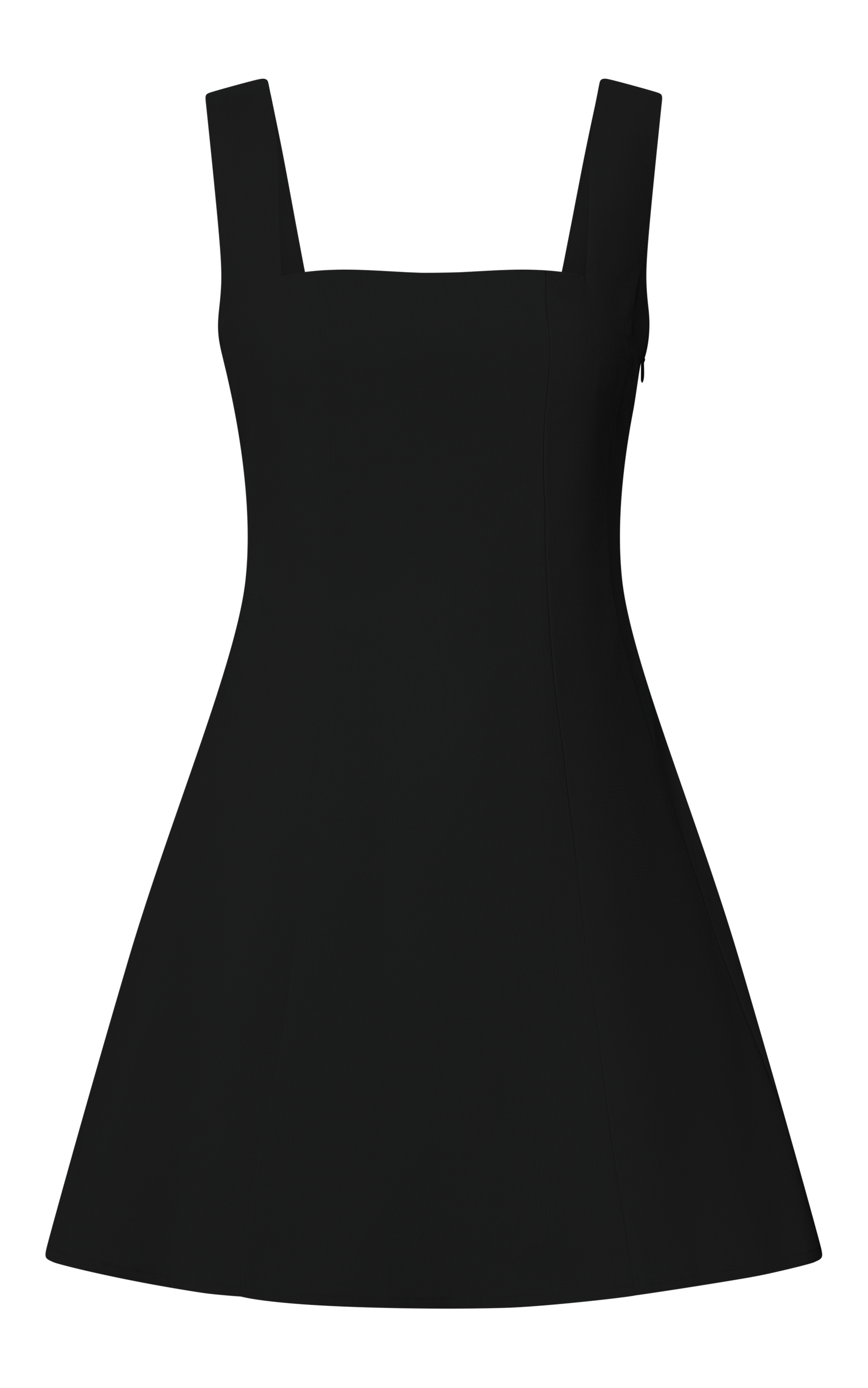 Adiana Mini Dress - Linen Square Neck Shirred Back A Line Dress in Black