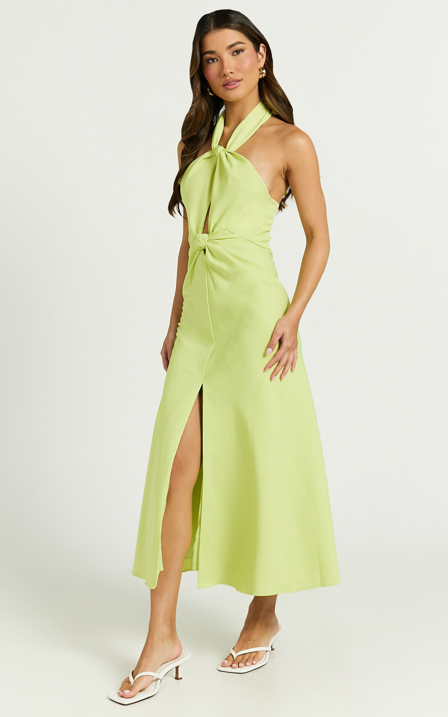 Amalie The Label - Levine Halter Front Cut Out Midi Dress in Citrus
