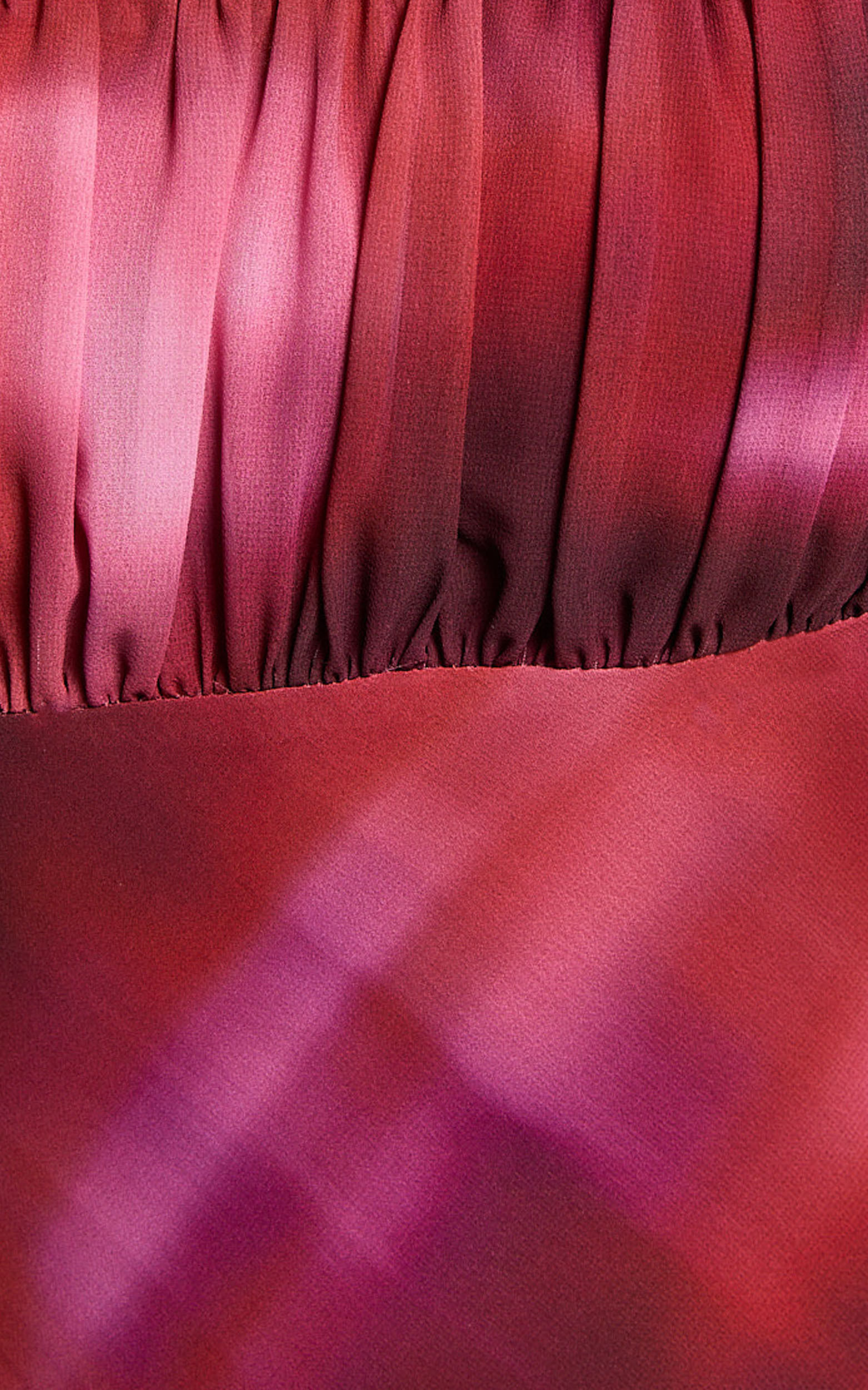 Avril Midi Dress - Recycled Puff Sleeve Empire Slip Dress in Tequila Sunset Print