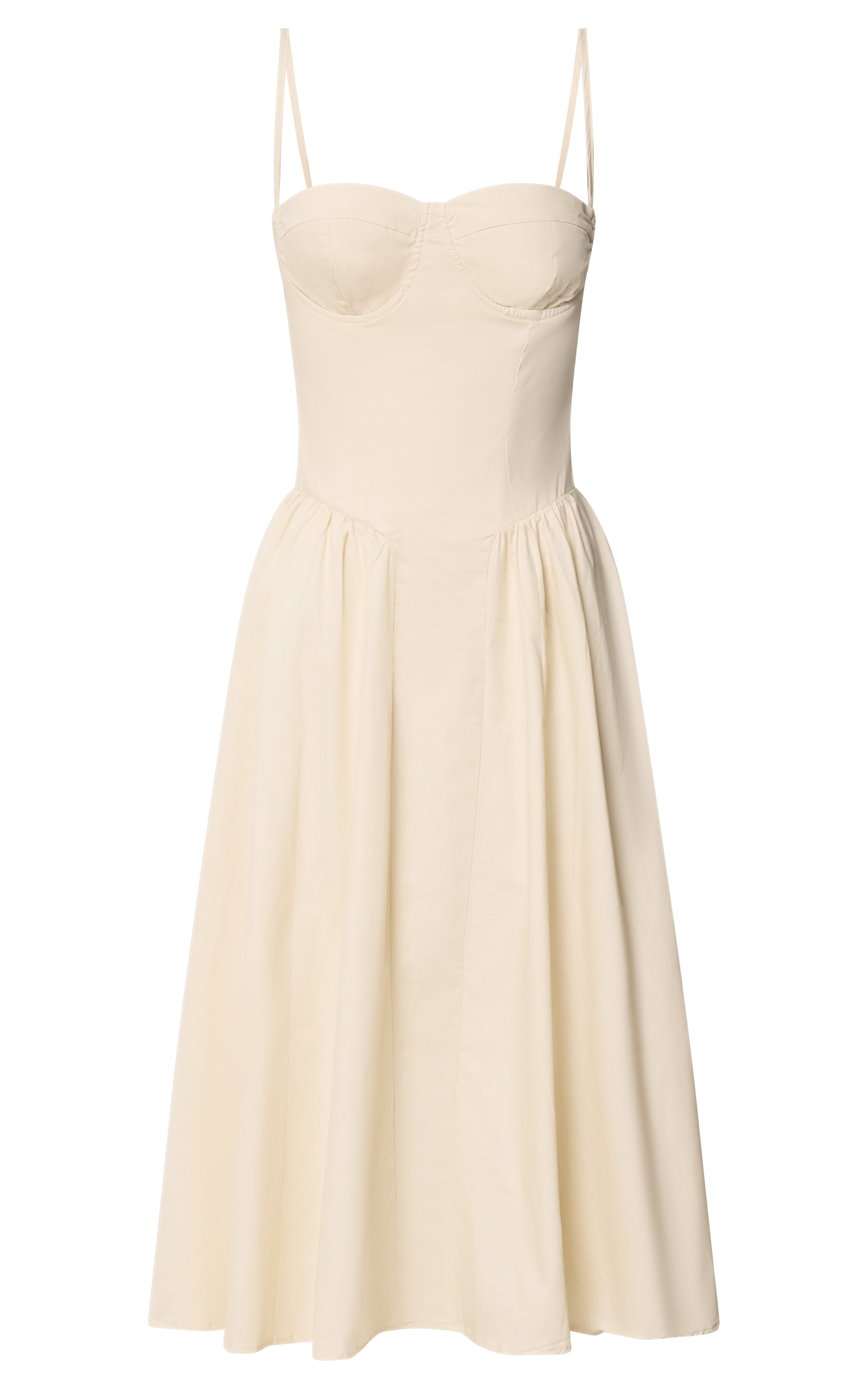 April Midi Dress - Sweetheart Wide Pleated Dress in Cream