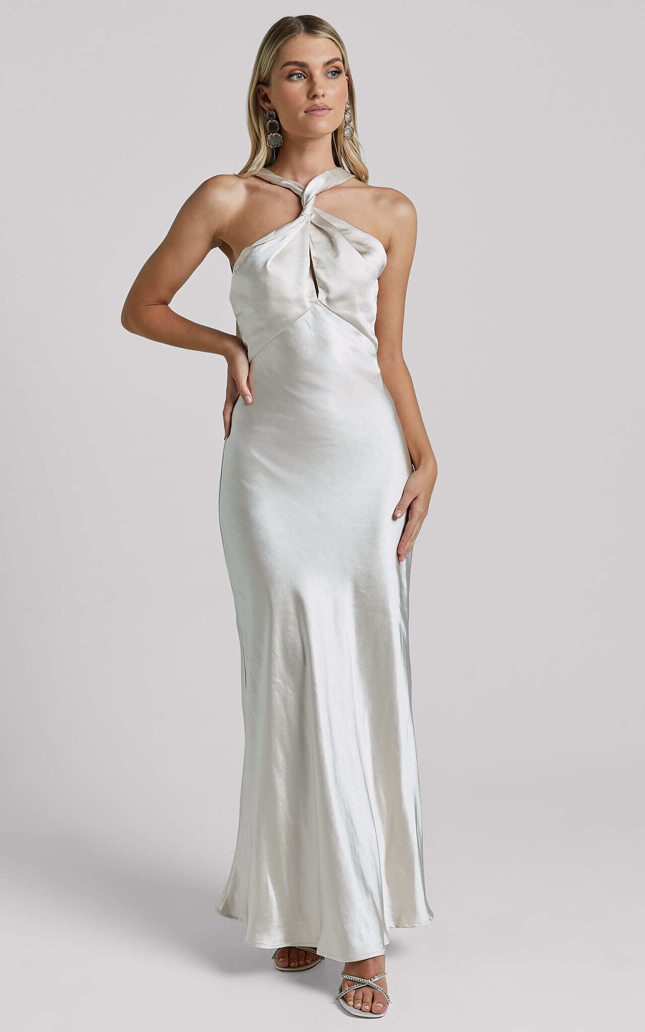 Florita Maxi Dress - Twist Halter Slip in Ivory