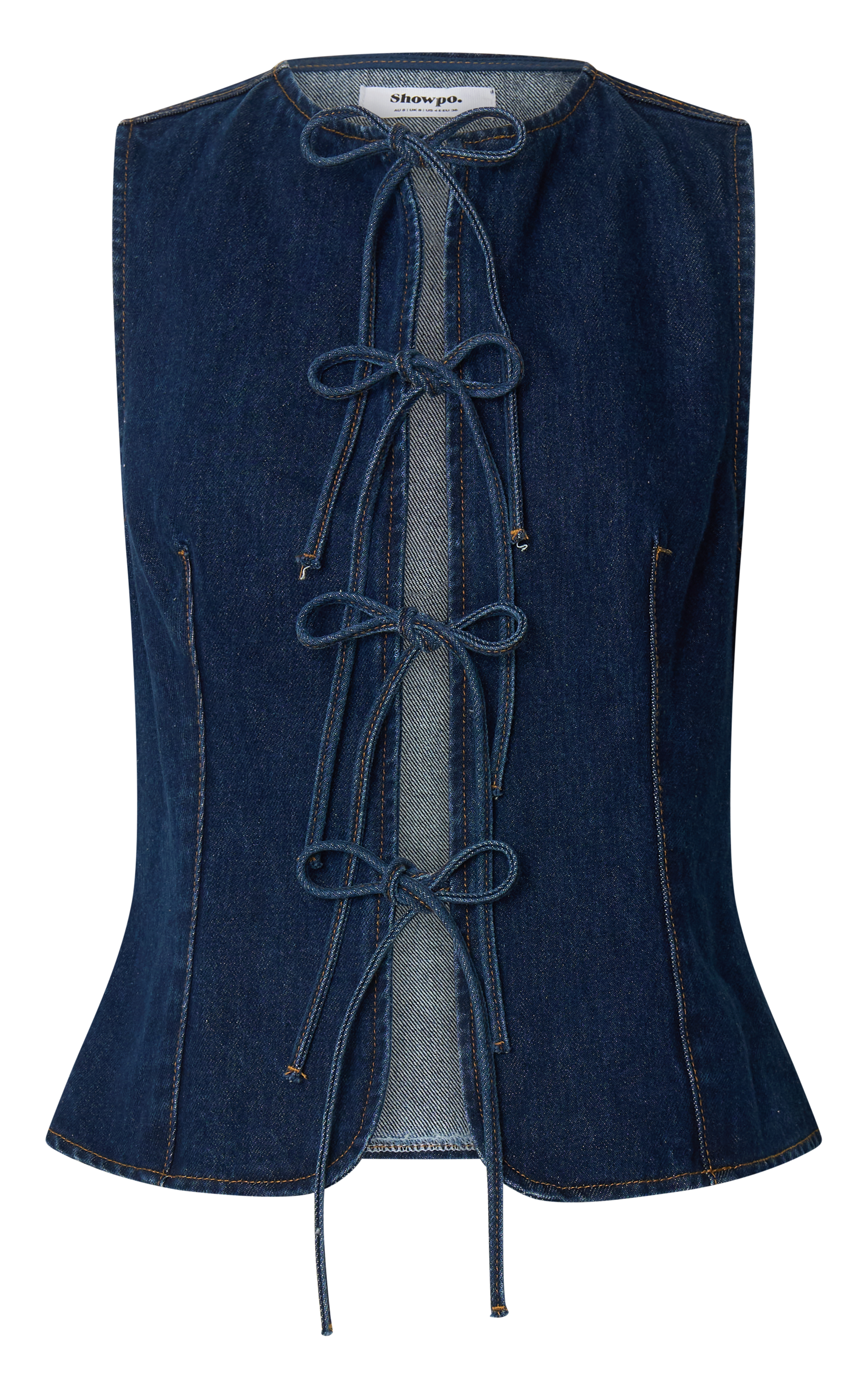Benny Top - Tie Front Recycled Denim Top in Indigo Wash