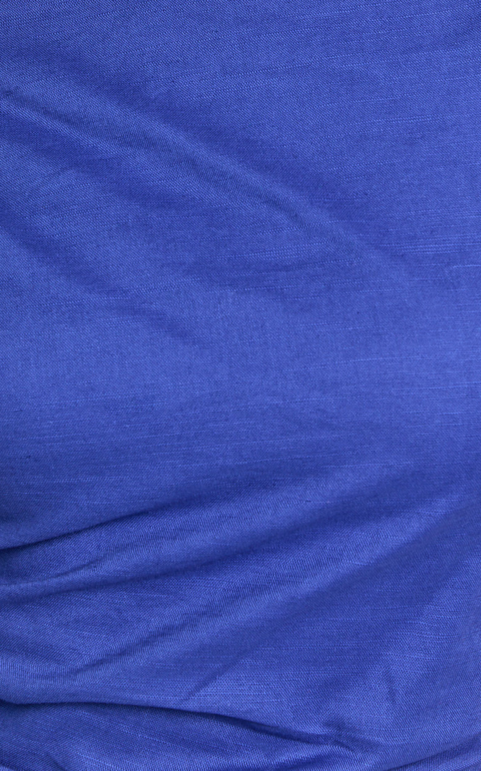 Cincinnati Midi Dress - Off The Shoulder Side Split Column Linen Dress in Cobalt