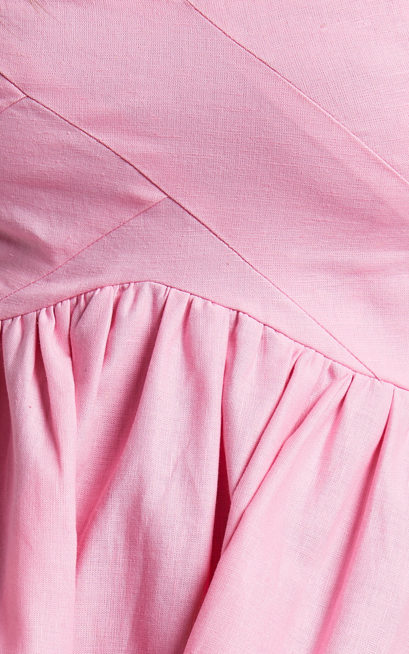 Amalie The Label - Cielio Linen Blend Paneled Bust Mini Dress in Pink