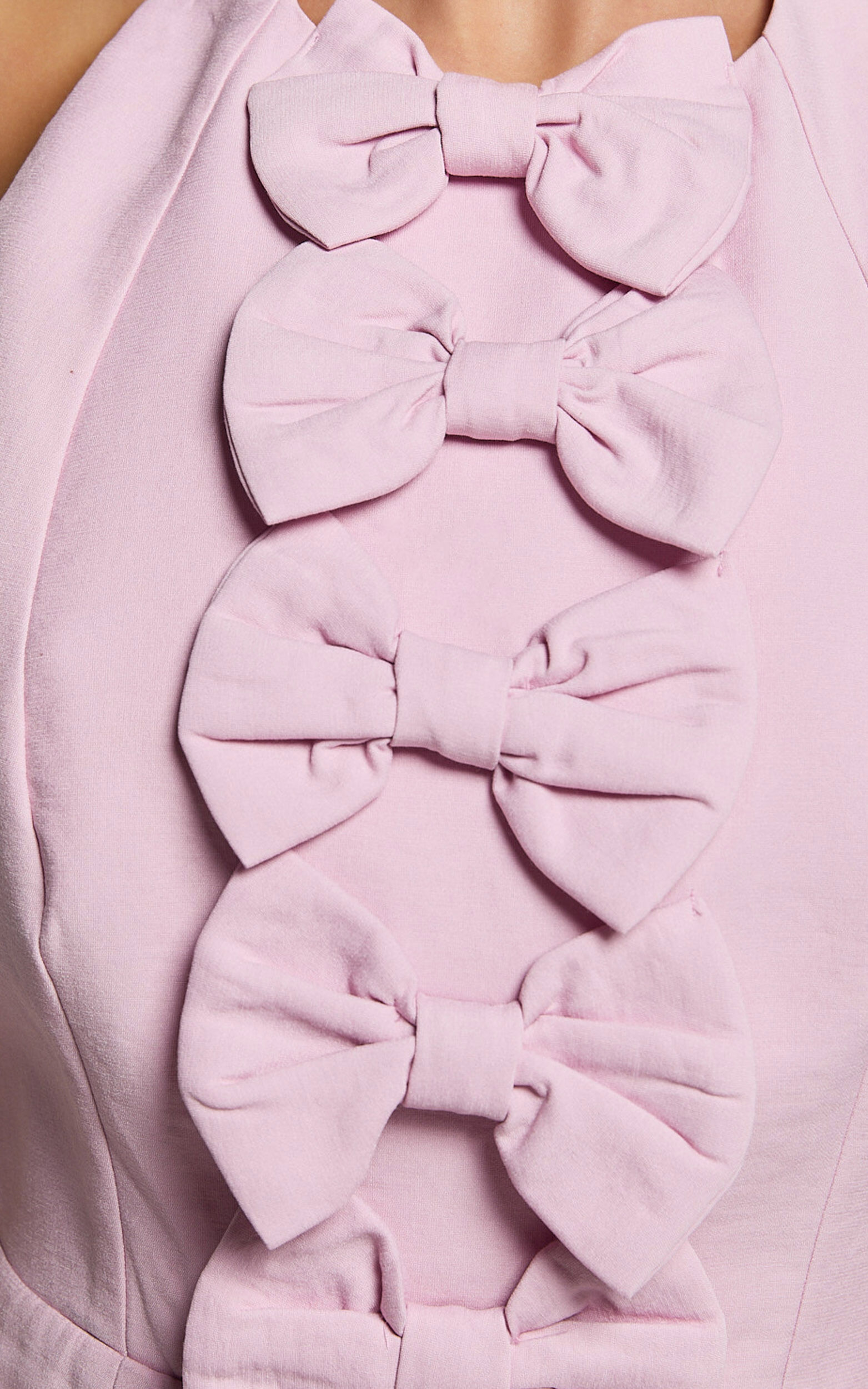 Wilfreda Mini Dress - Halter Neck Tie Dress in Frost Pink