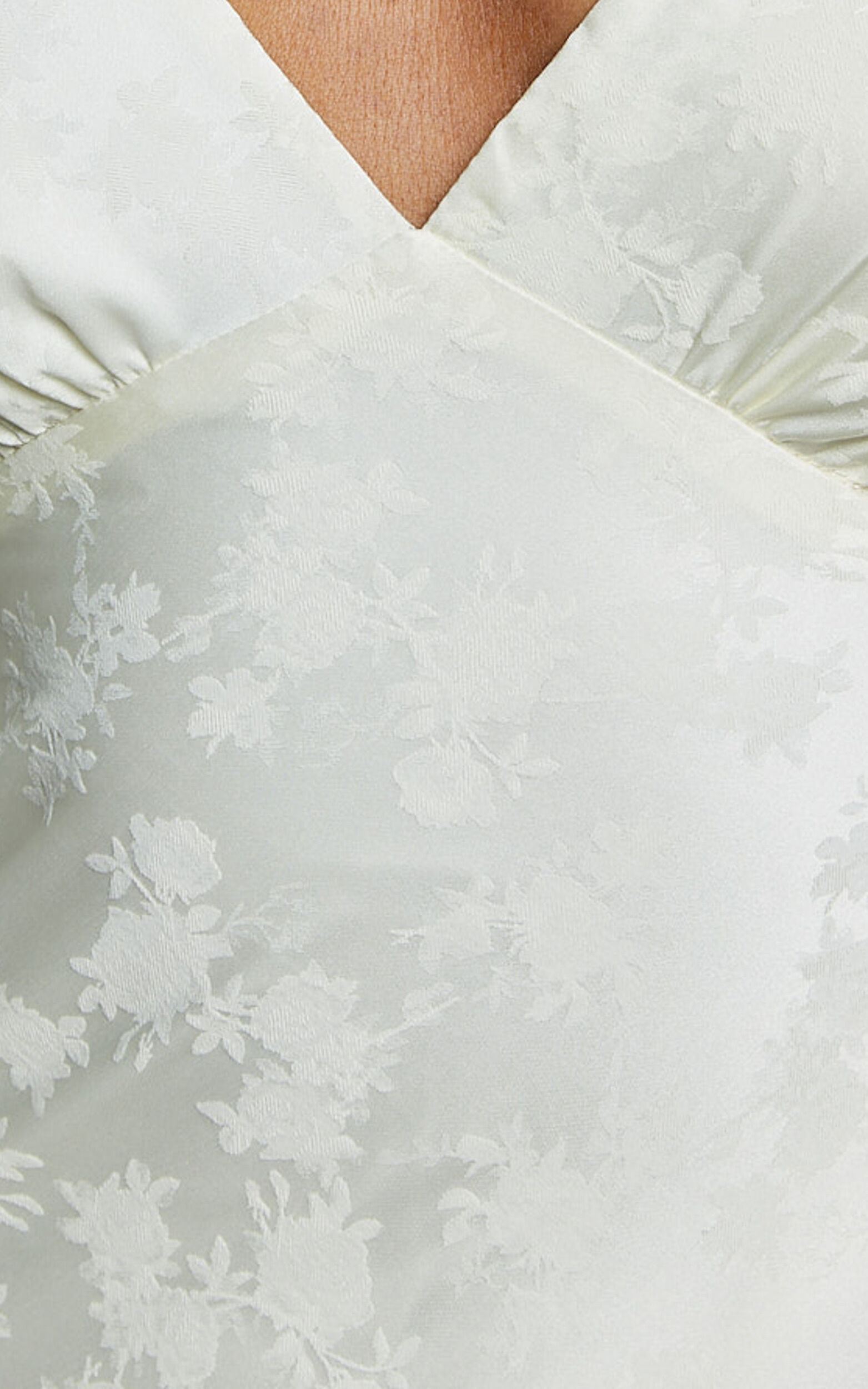 Cohen Midi Dress - Jacquard Satin Midi Dress in Cream