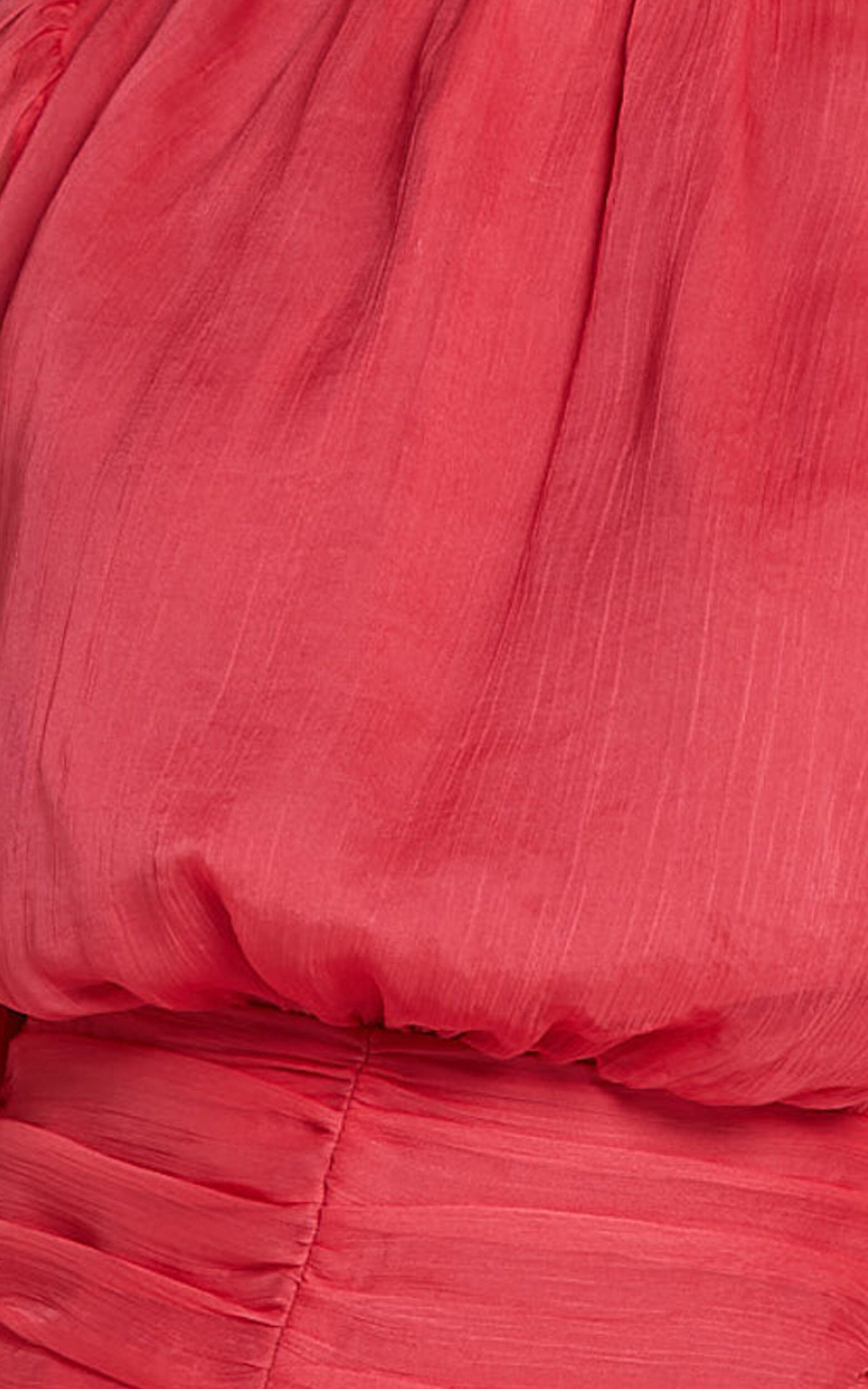 Charlize Mini Dress - High Neck Long Sleeve Layered Dress in Coral