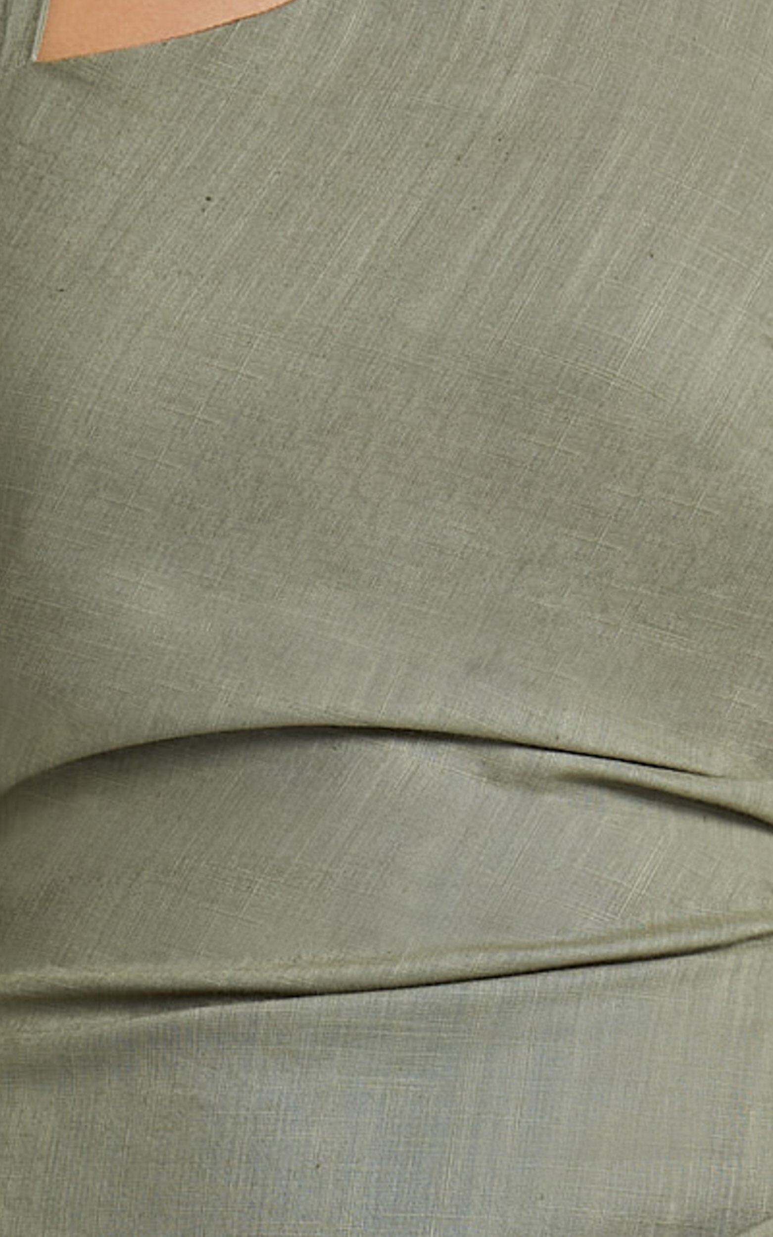 Lindley Midi Dress - Halter Neck Linen Look Dress in Olive