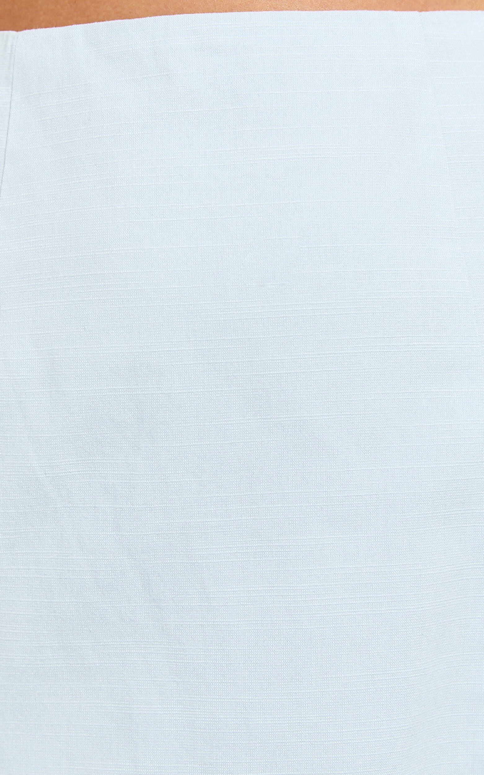 Alexandrea Mini Linen Dress - Twist Front Cap Sleeve Fitted Dress in Blue