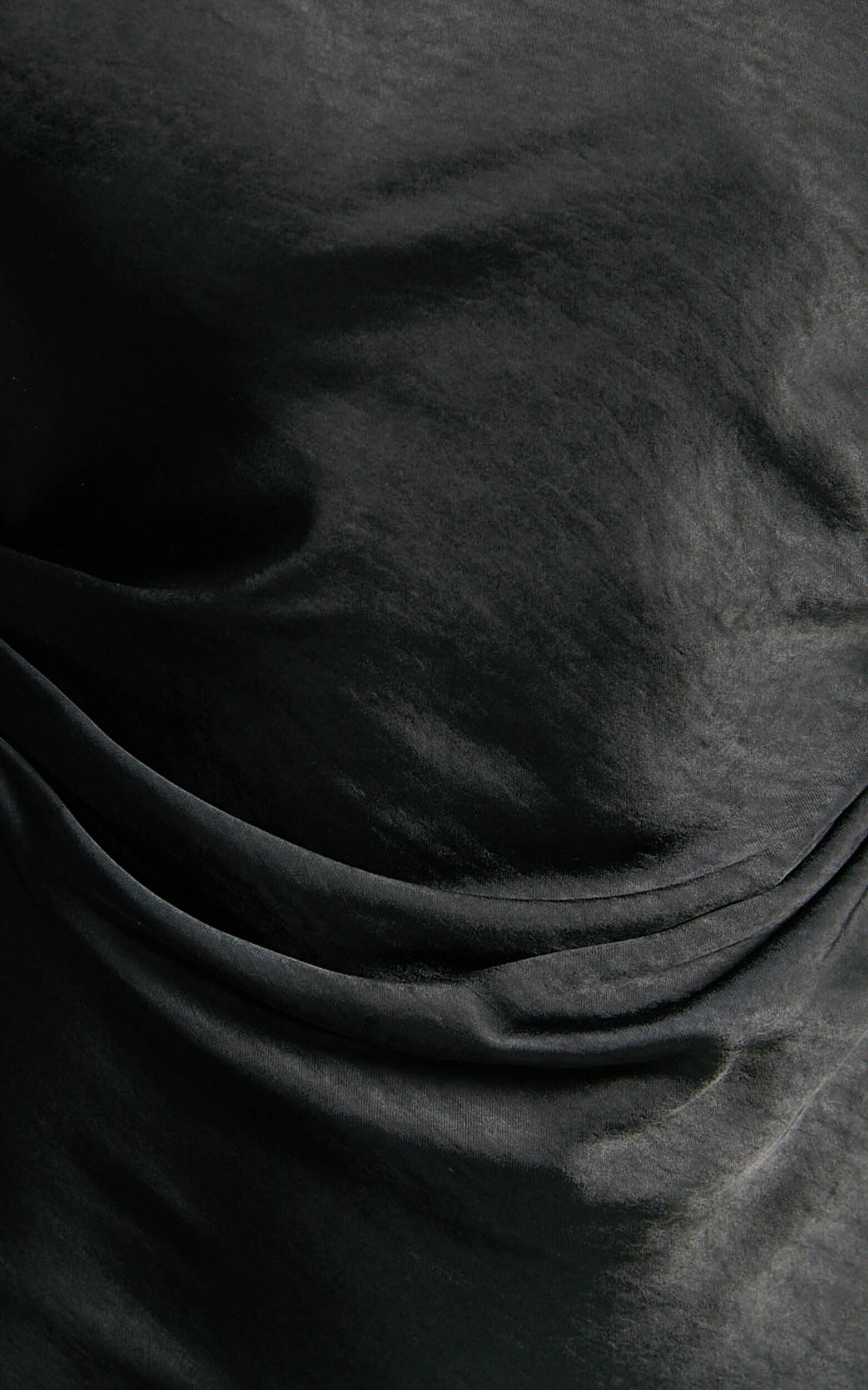 Arriana Midi Dress - Long Sleeve Cowl Back Satin Dress in Black