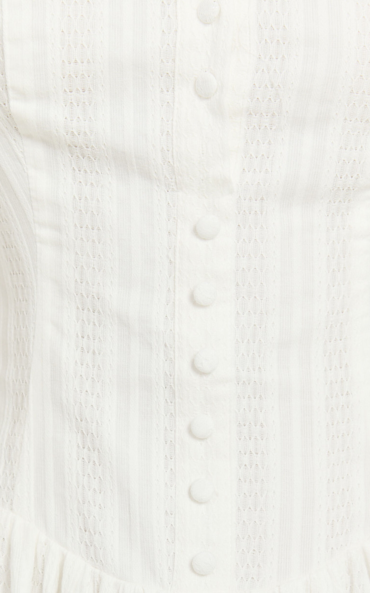 Zhai Mini Dress - High Neck Button Through Dress in Ivory