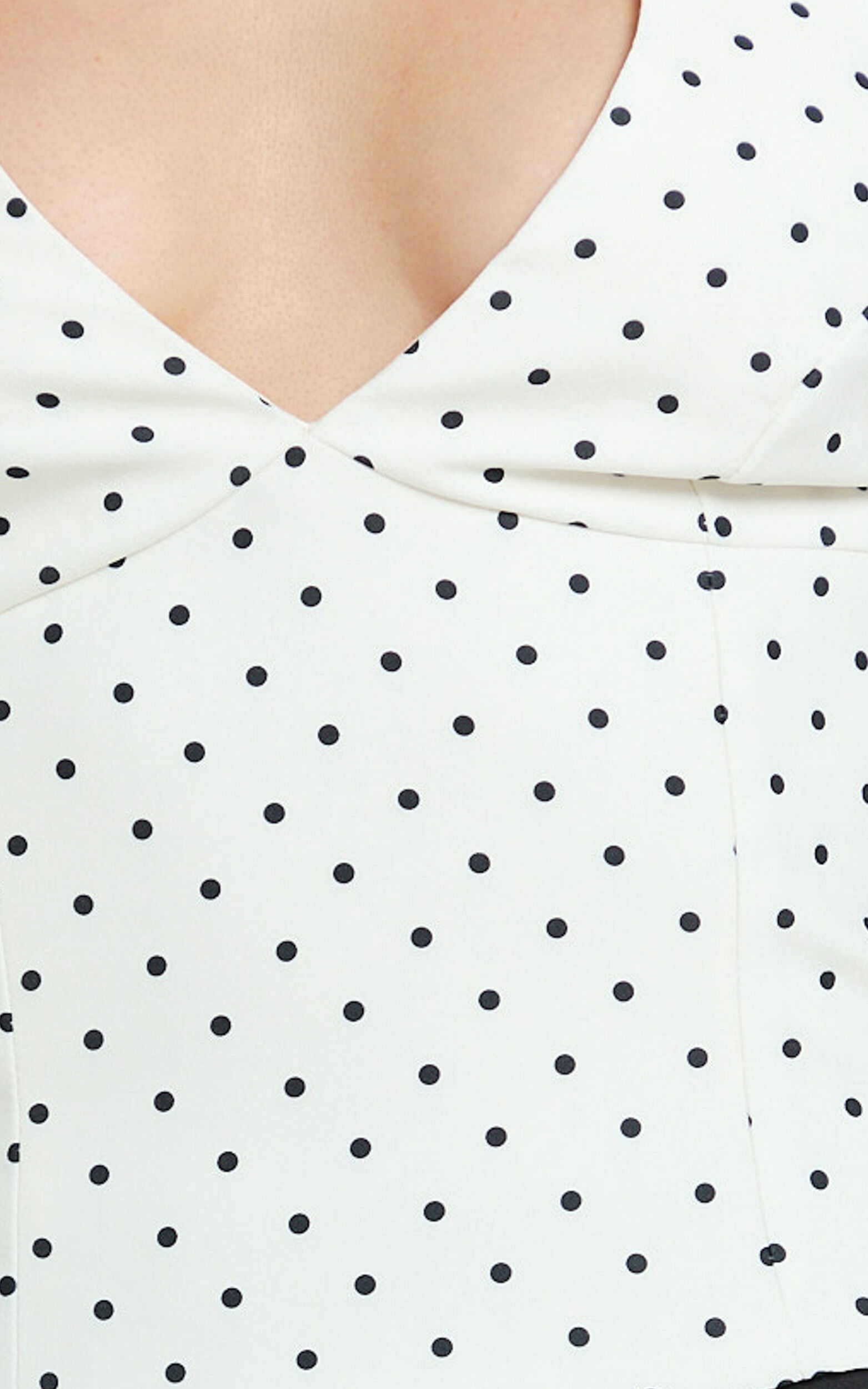 Amani Top -  Recycled Halter Plunge Neck Polkadot Top in White