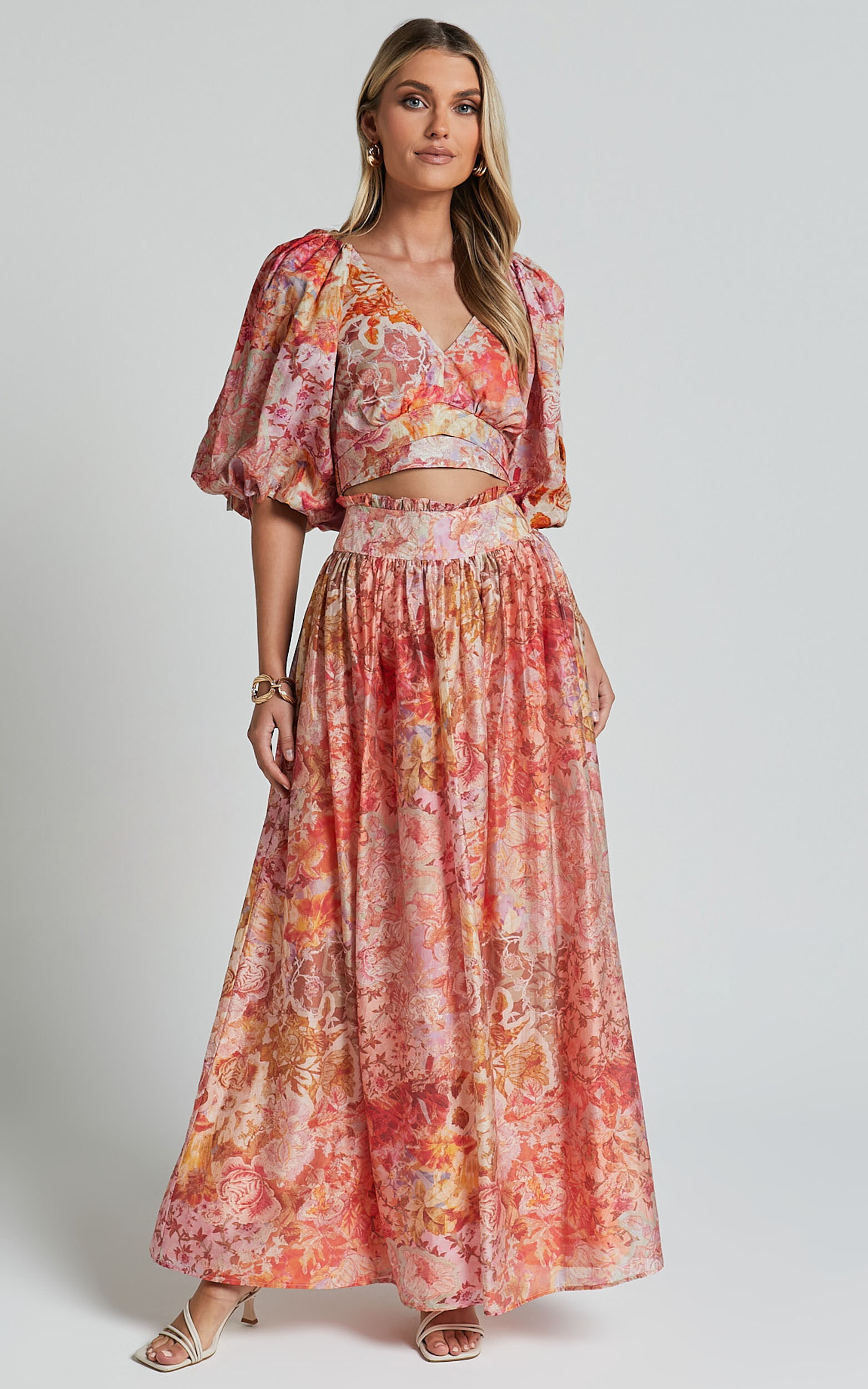 Amalie The Label - Valentina Paper Bag Gathered Waist Maxi Skirt in Morocco Print