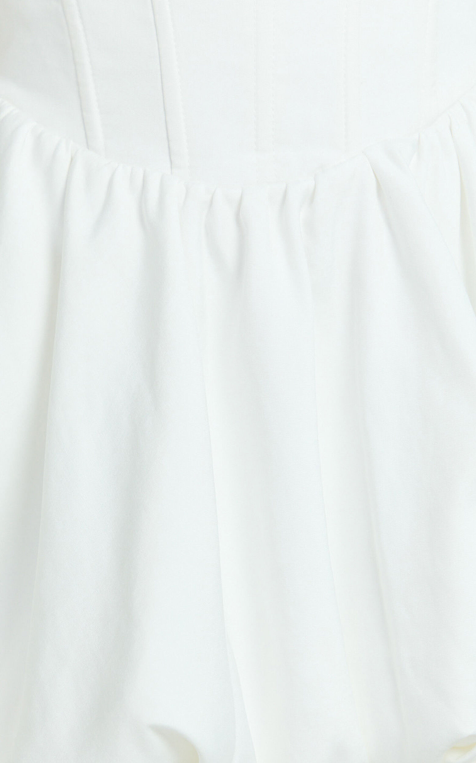 Jeannie Mini Dress - Corset Panel Bubble Hem Dress in Off White