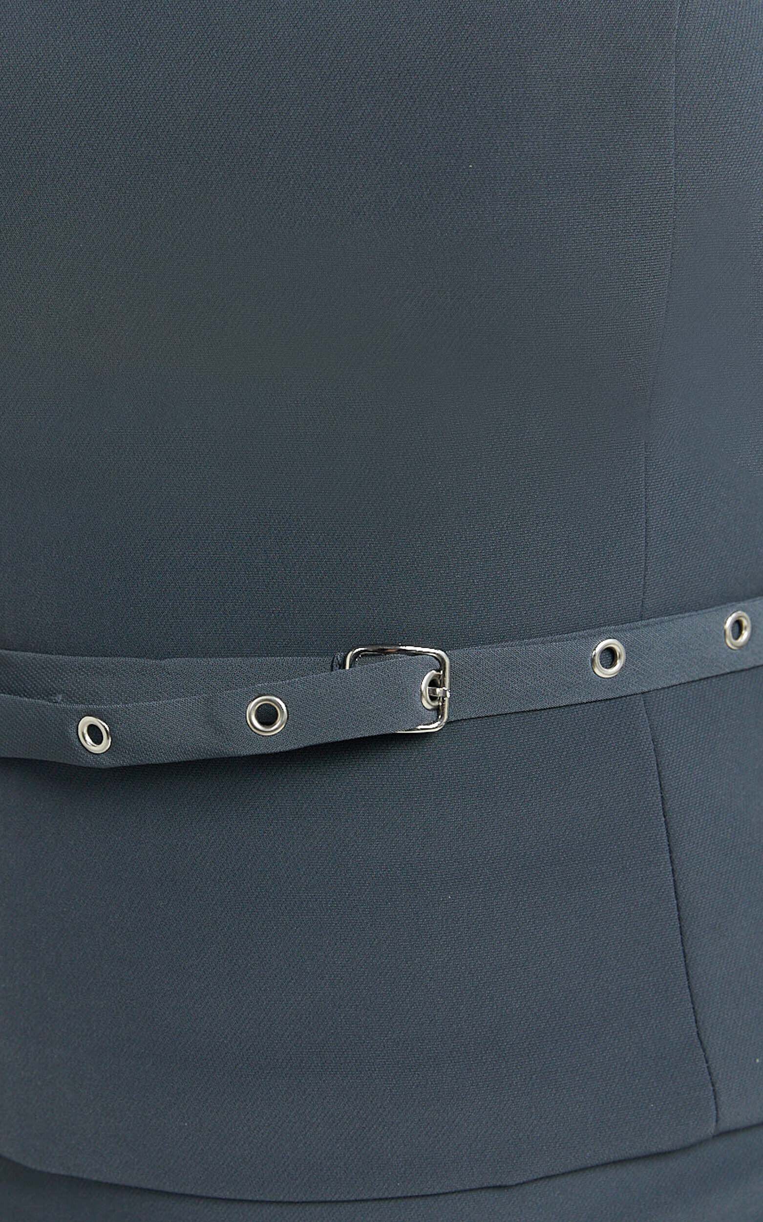 Jenni Top - Boat Neck Cut Out Belted Top in Slate Grey