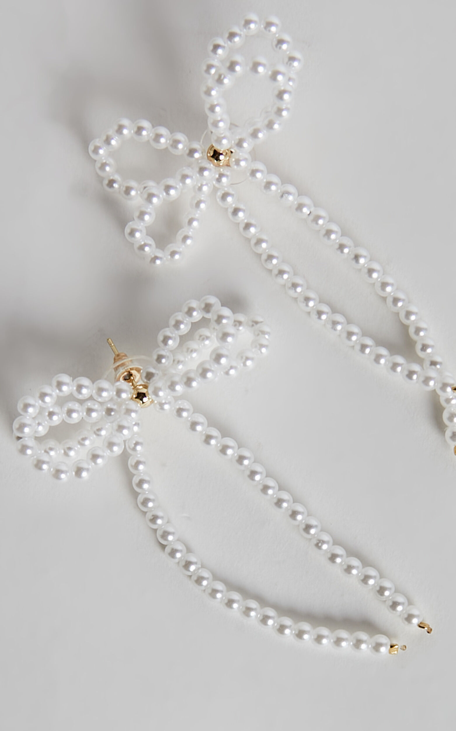 Jenny Earrings - Ribbon Pearl Statement Earrings in White