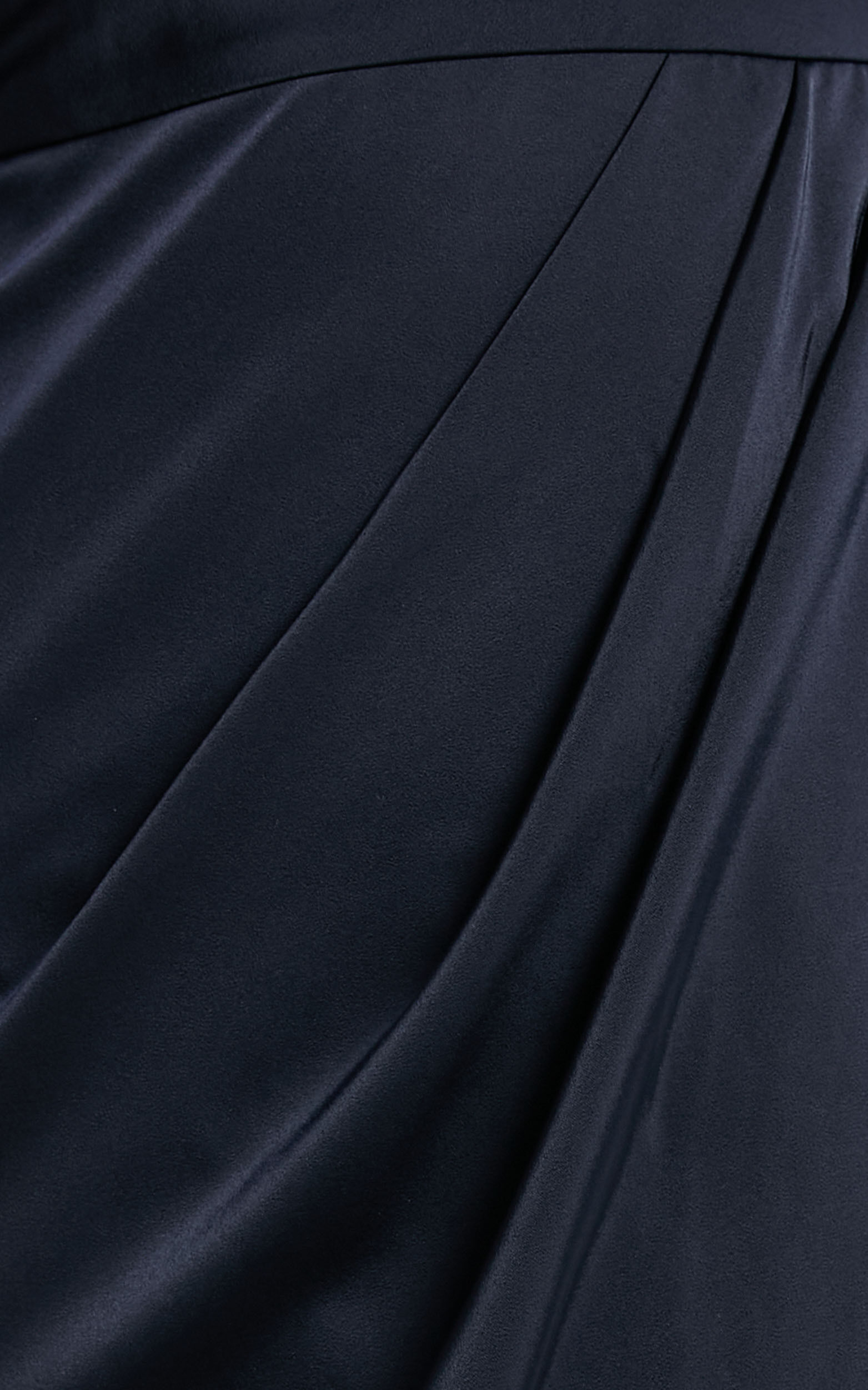 Felt So Happy Midi Dress - One Shoulder Drape Dress in Navy