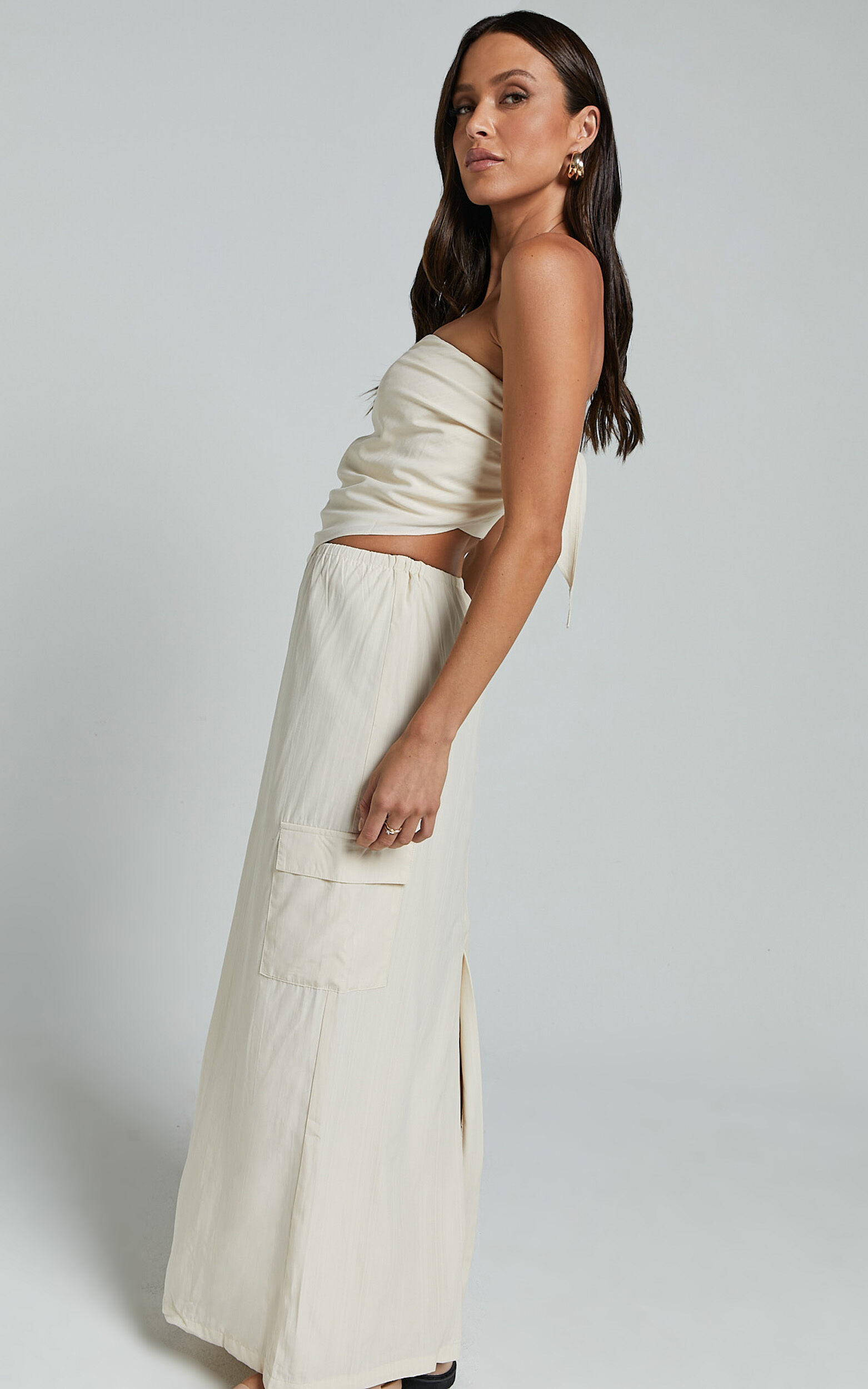 Runaway The Label - Picilo Long Midi Skirt in Stone