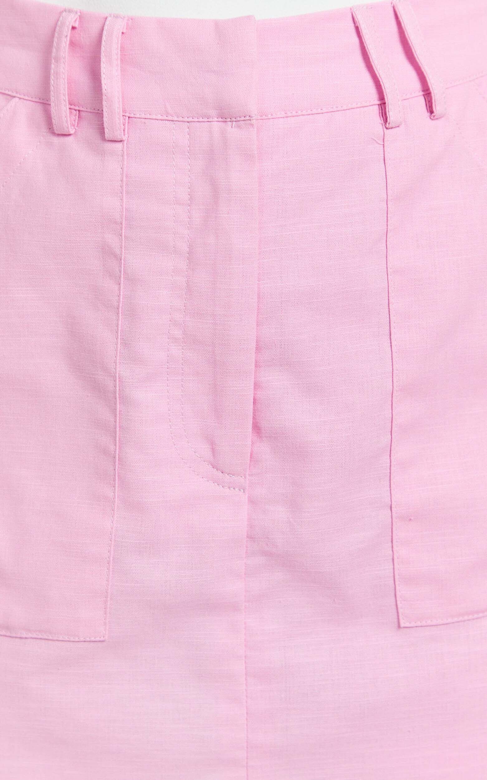 Dream Linen Skort - High Waisted A Line Skort in Pale Pink