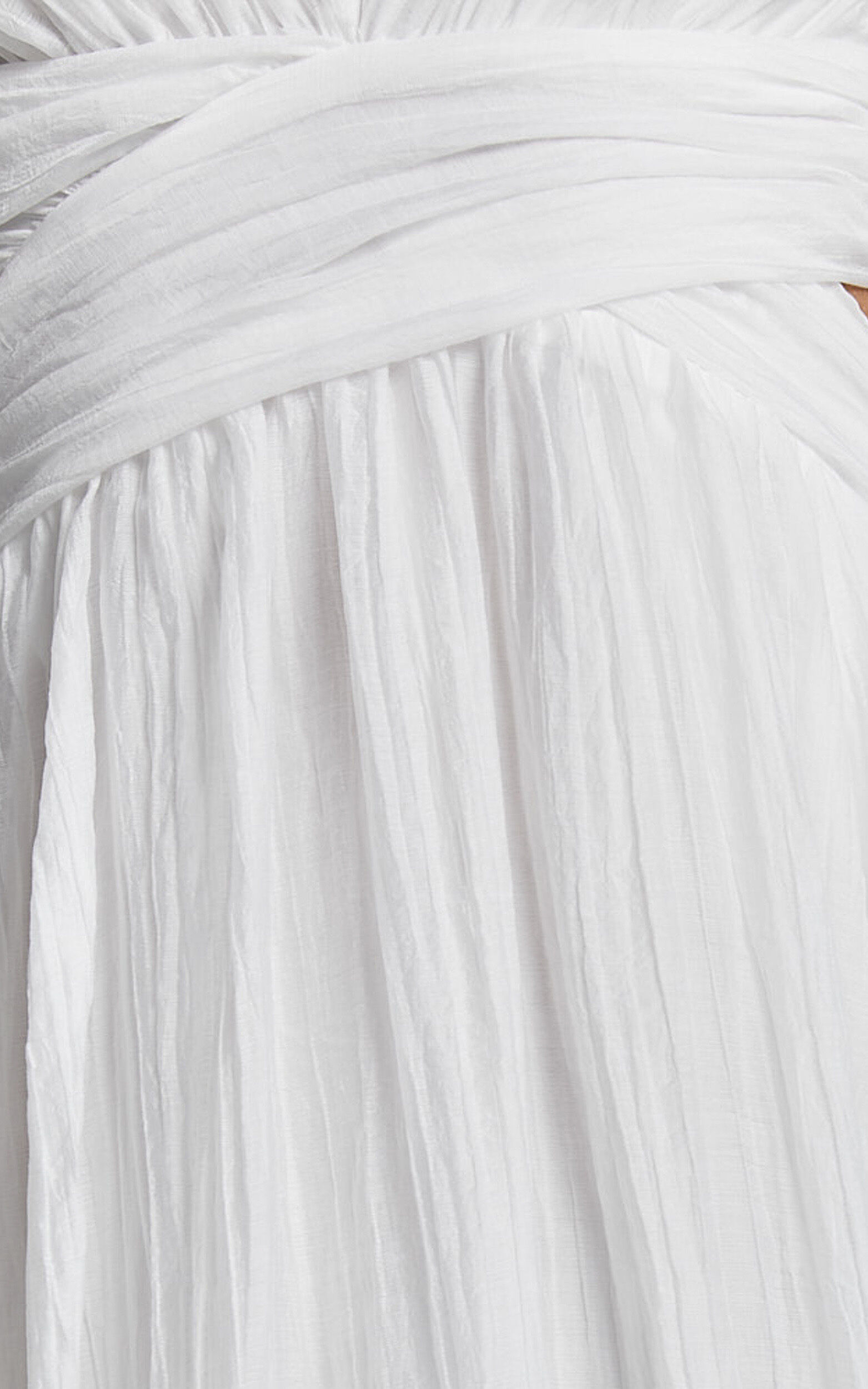 Marielly Midi Dress - Side Cut Out V Neck Ruffle Detail Sleeve Dress in White