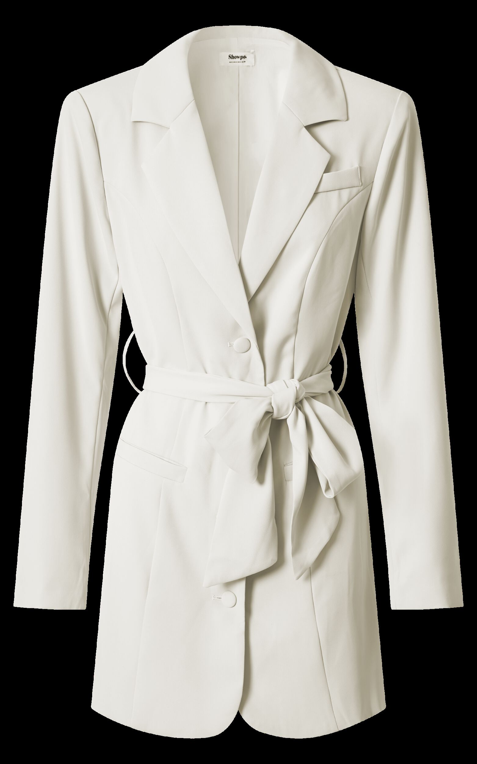 Mhina Mini Dress - Waist Tie Blazer Dress in Stone