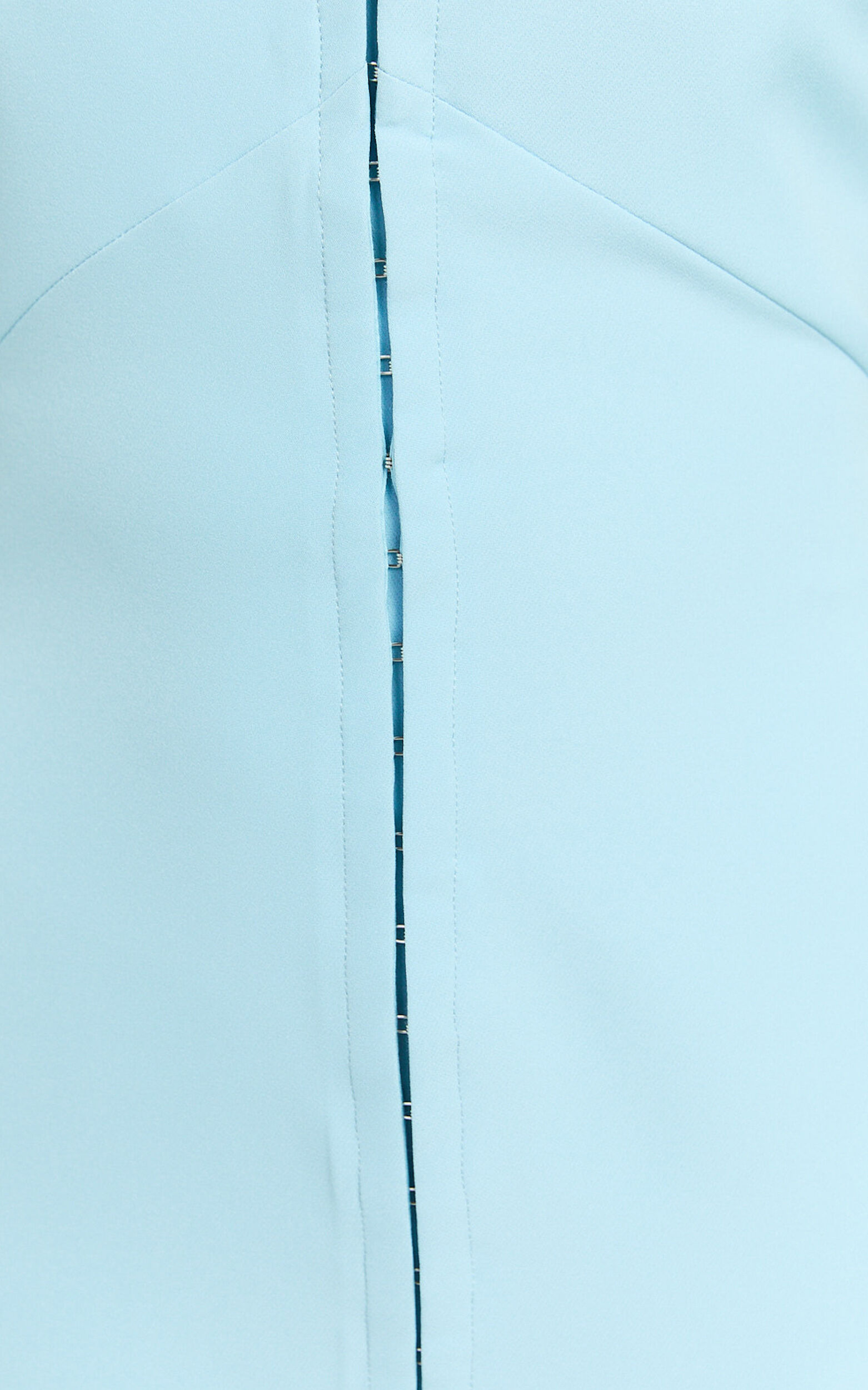 Emkate Midi Dress - Straight Neck Halter Neck Fitted Hook And Eye Front Dress in Blue